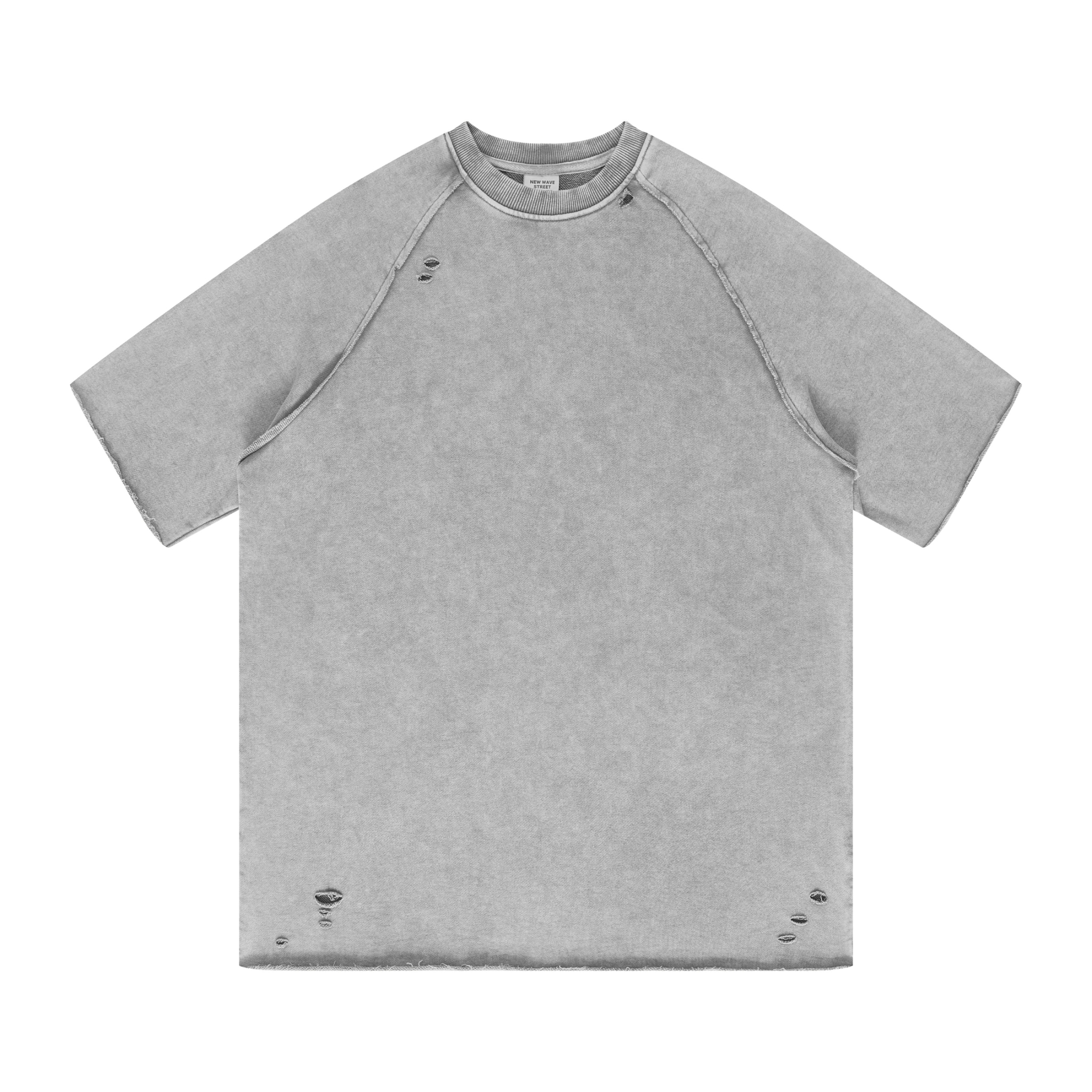 XCTRL 重磅破壞牛角蠟染短T-中灰