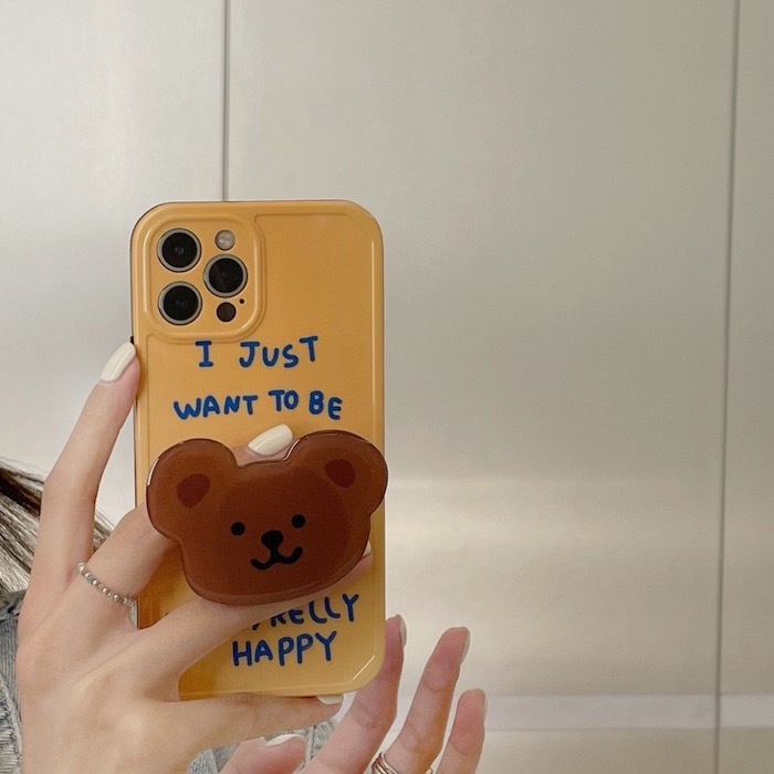 《42853》黃色小熊iphone手機殼(含支架)