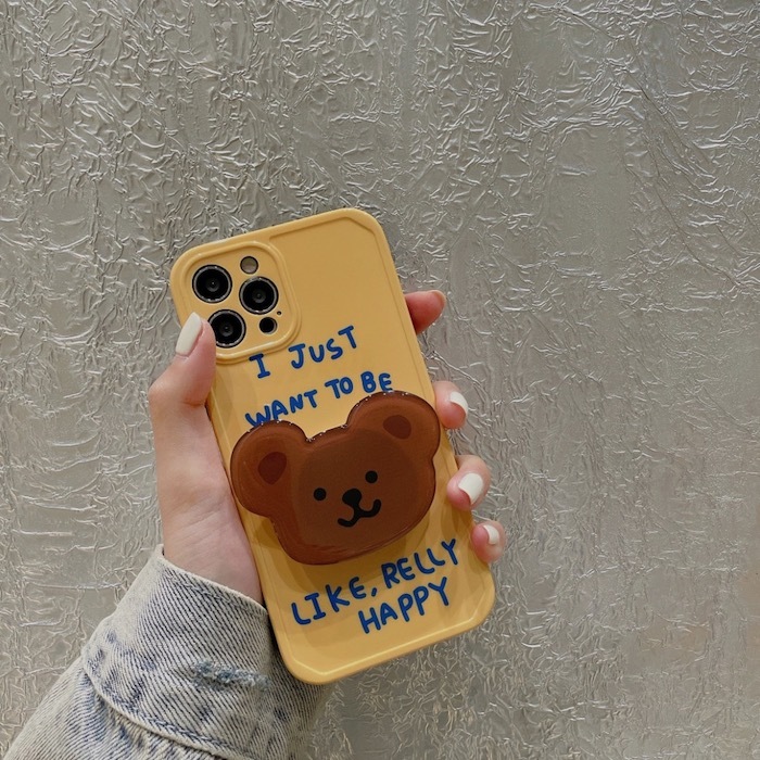 《42853》黃色小熊iphone手機殼(含支架)