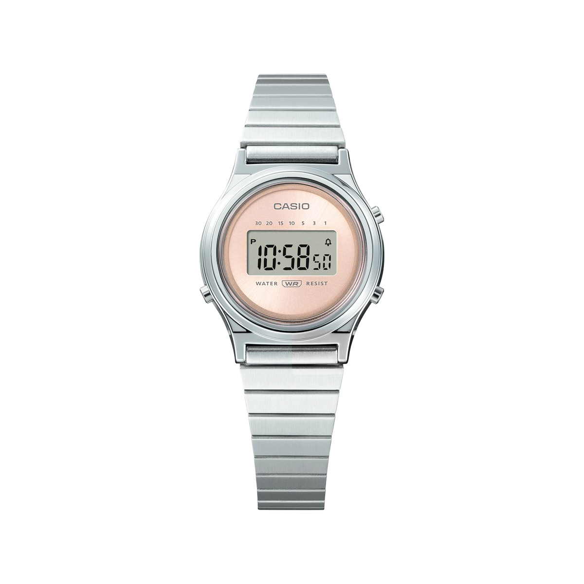 CASIO LA700WE-4A 女裝細錶面 銀色 三文魚面 復古跳字錶