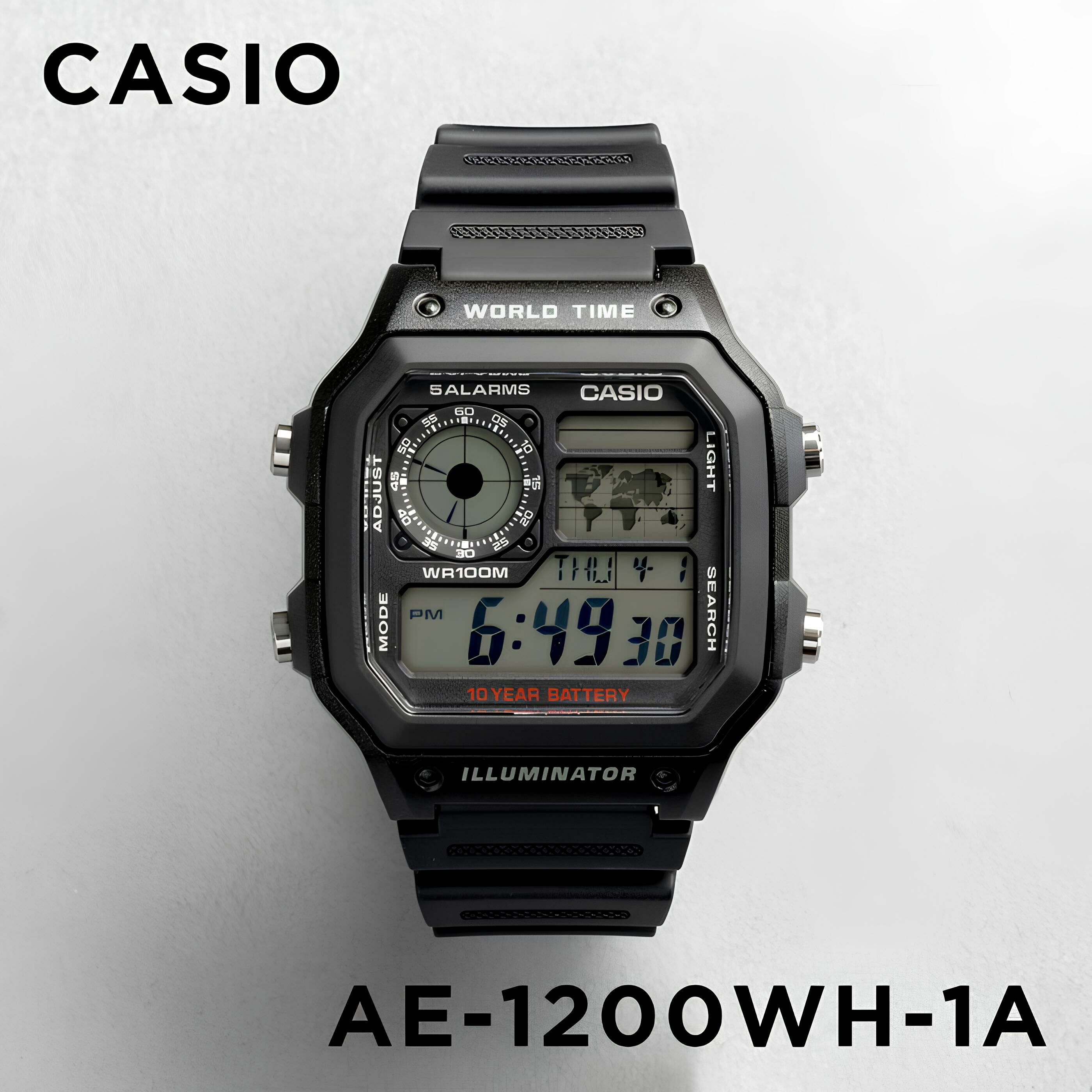 Casio AE-1200WH-1AV Black 10Y Battery Digital Watch