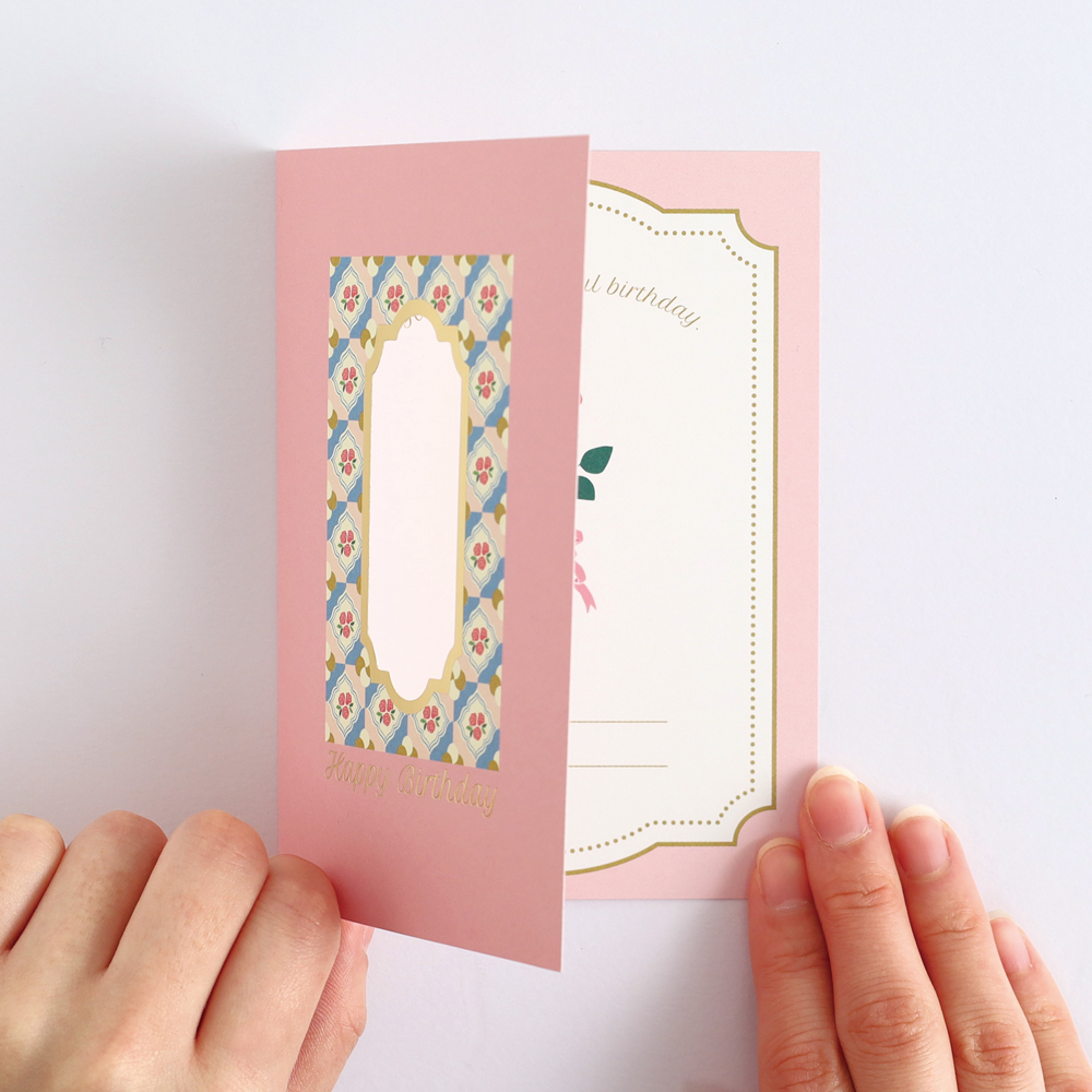 玫瑰 花窗生日卡片 ｜日本STUDY HOLIC