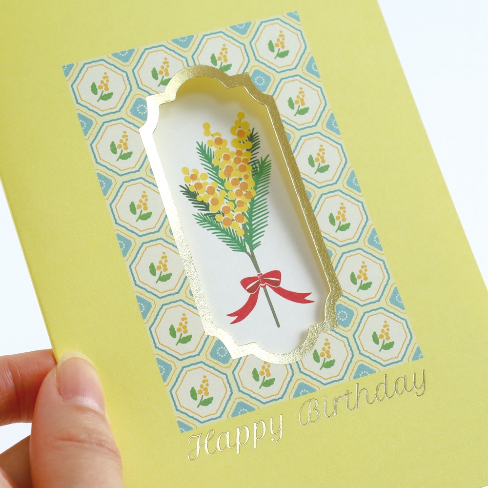 含羞草 花窗生日卡片 ｜日本STUDY HOLIC