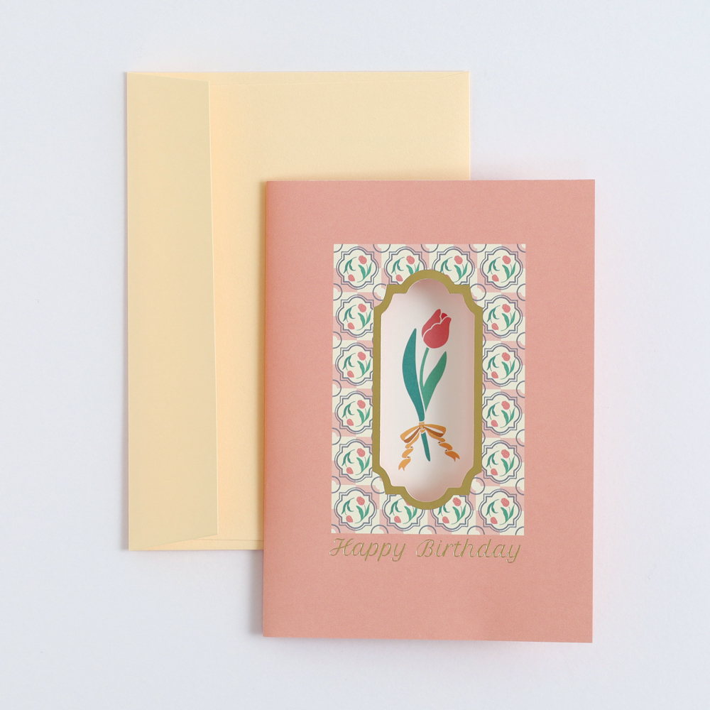 鬱金香 花窗生日卡片 ｜日本STUDY HOLIC