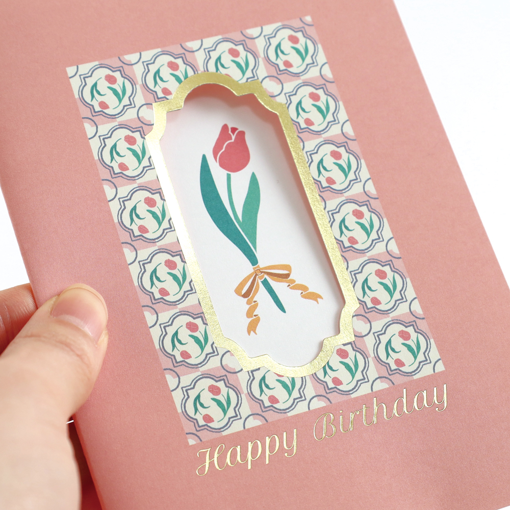 鬱金香 花窗生日卡片 ｜日本STUDY HOLIC