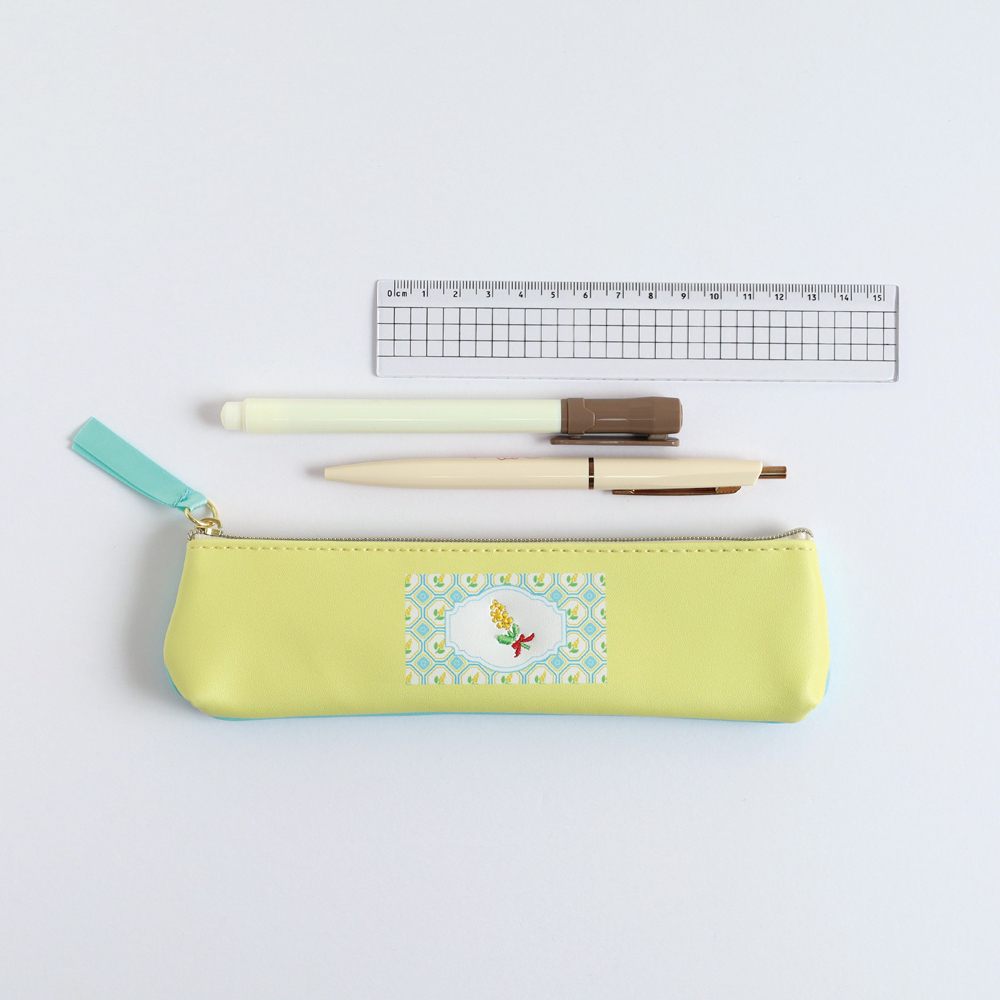 刺繡花束 皮質筆袋｜日本STUDY HOLIC