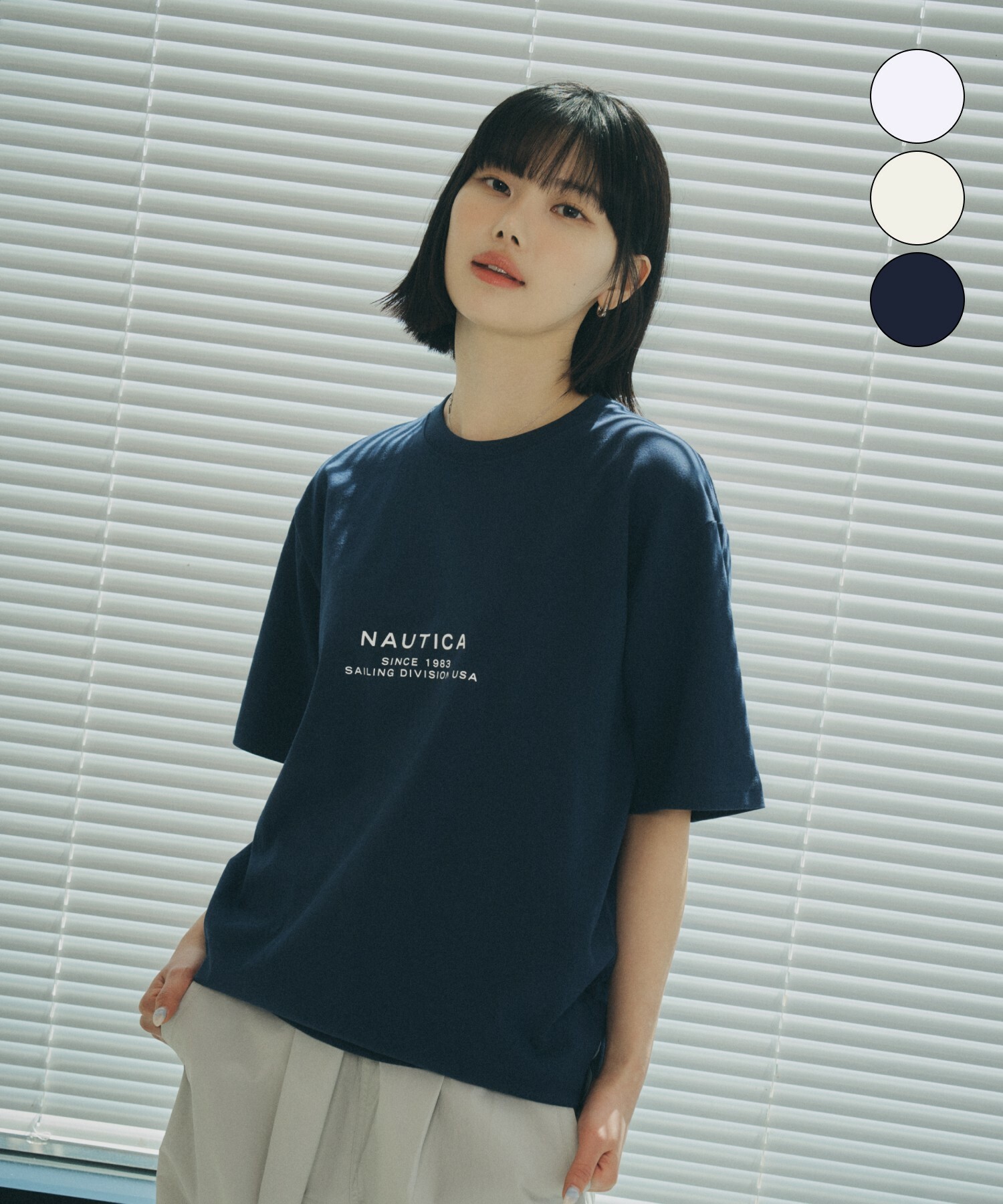【OWN】NAUTICA 小字樣造型 厚磅 短袖上衣 春夏新品 24SS 男女同款 白色 米白 深藍 韓國限定