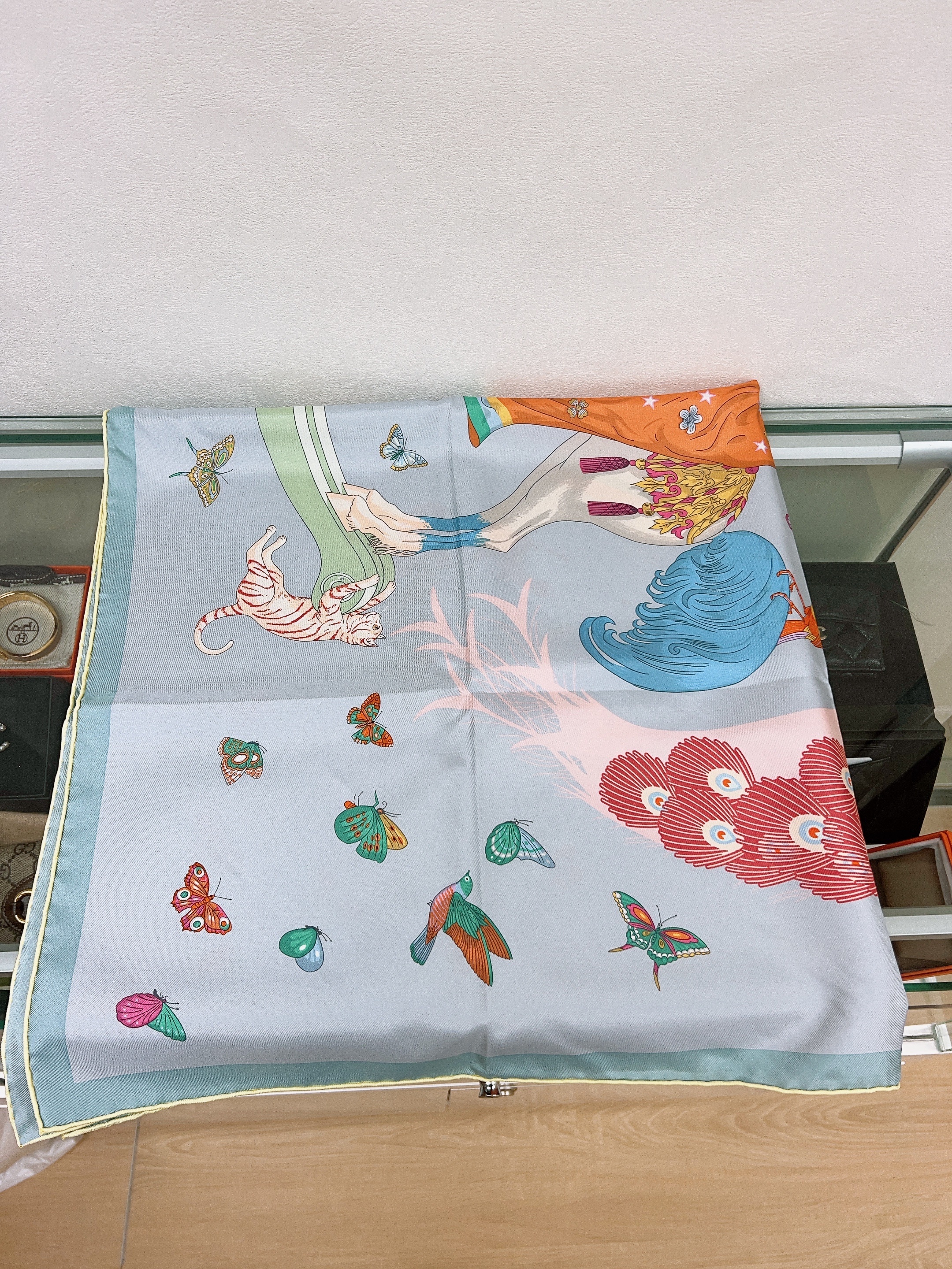 *Unused* Hermes scarf 90cm (story/ bleu glaci)