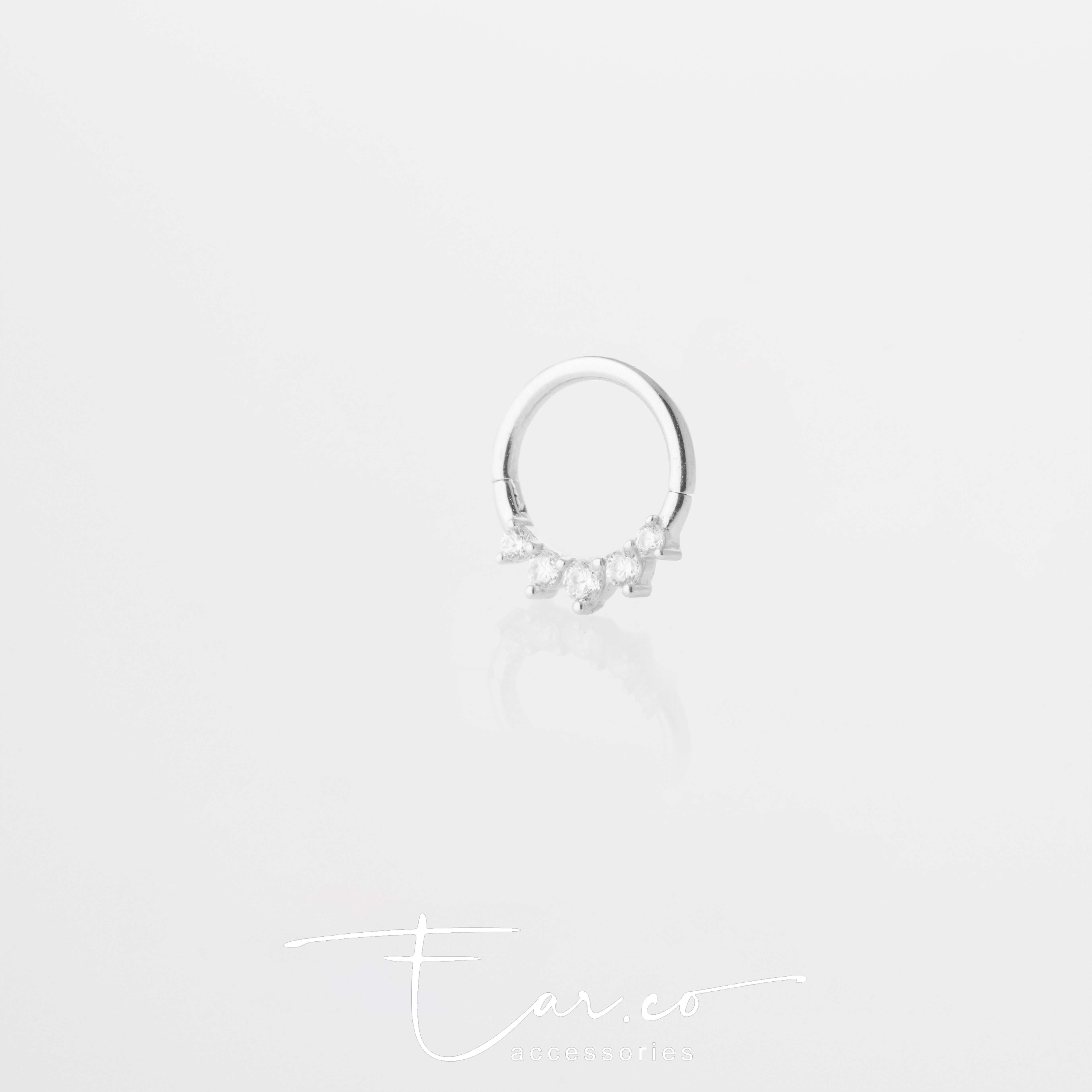 H06 Daith Hoop (單隻) - 14K WHITE SOLID GOLD