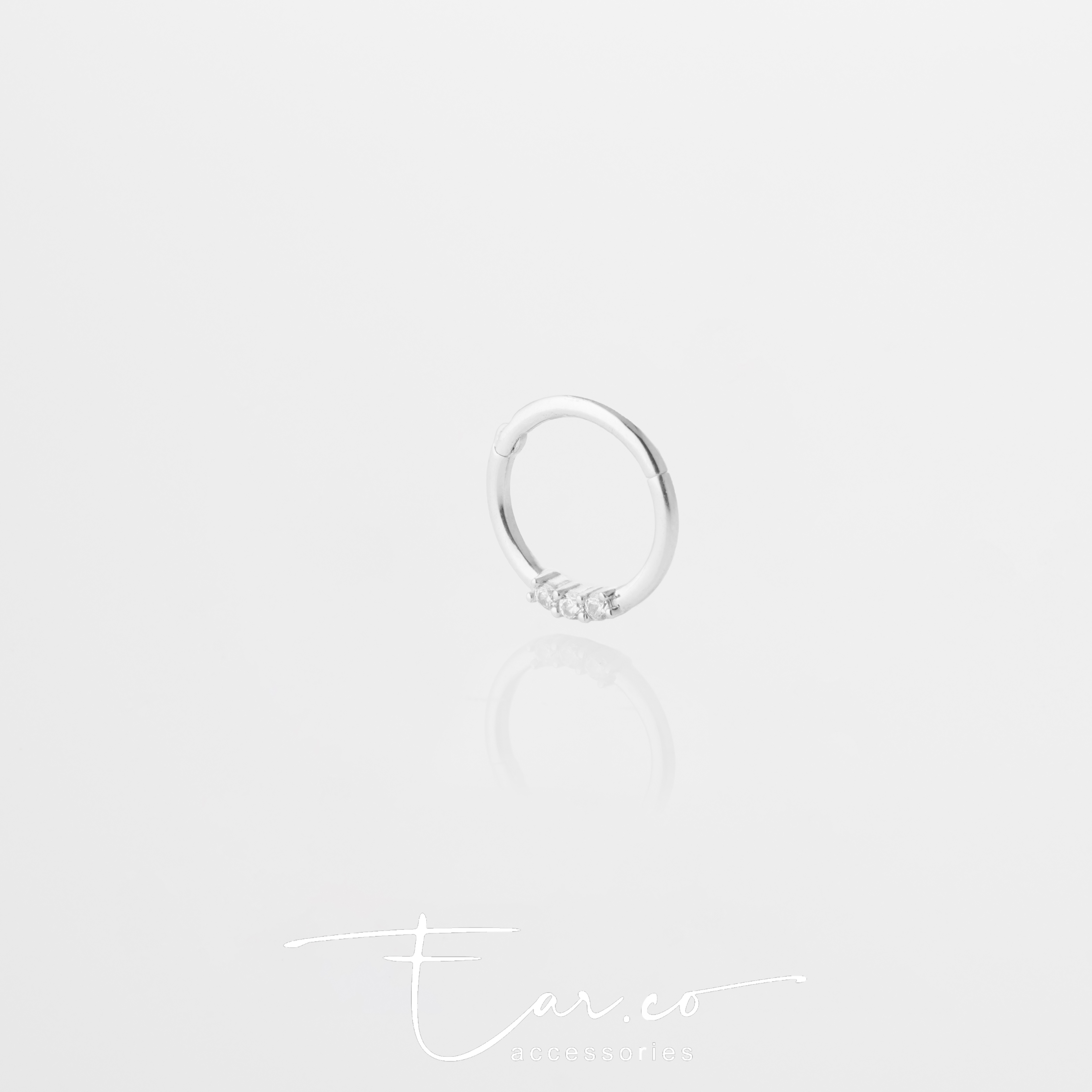 H07 Daith Hoop (單隻) - 14K WHITE SOLID GOLD