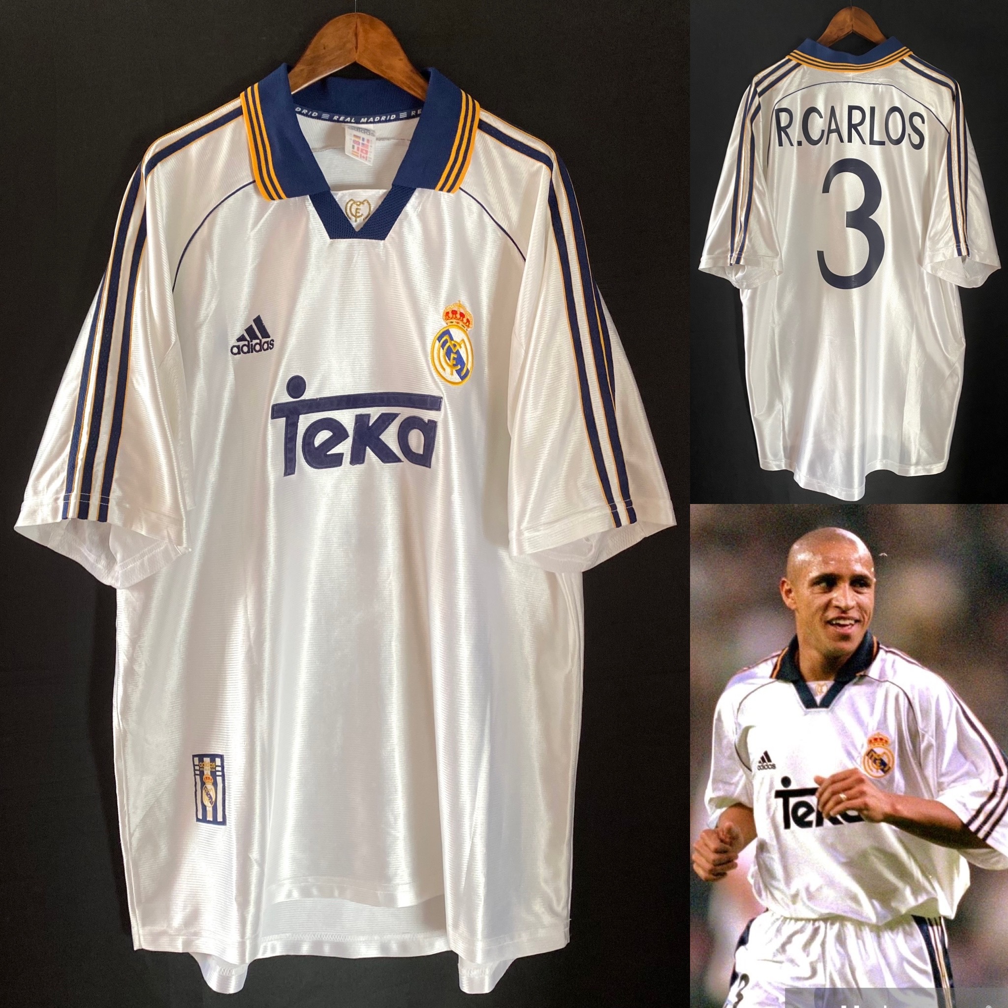Real Madrid 1999-2000 Adidas Home Shirt #3 R CARLOS
