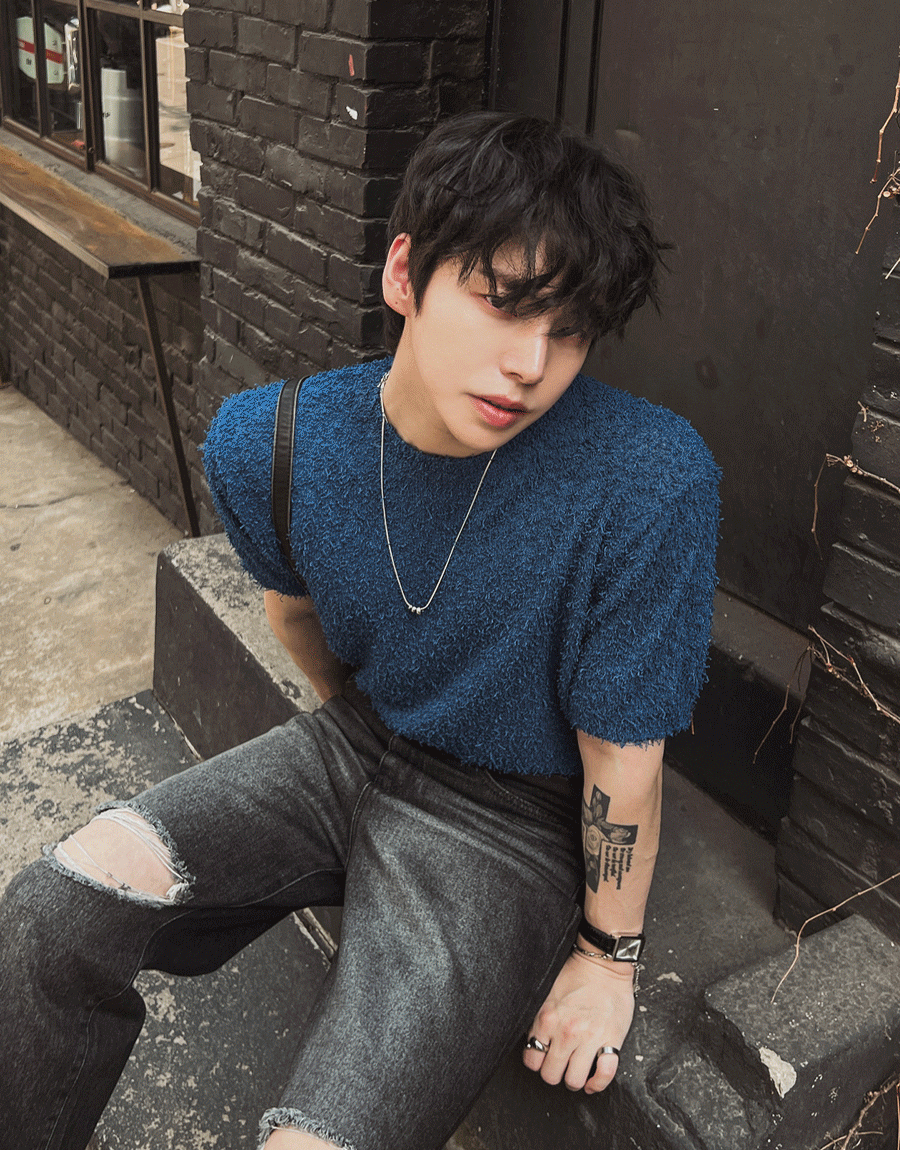 Mazen毛圈布圈圈紗短袖T恤