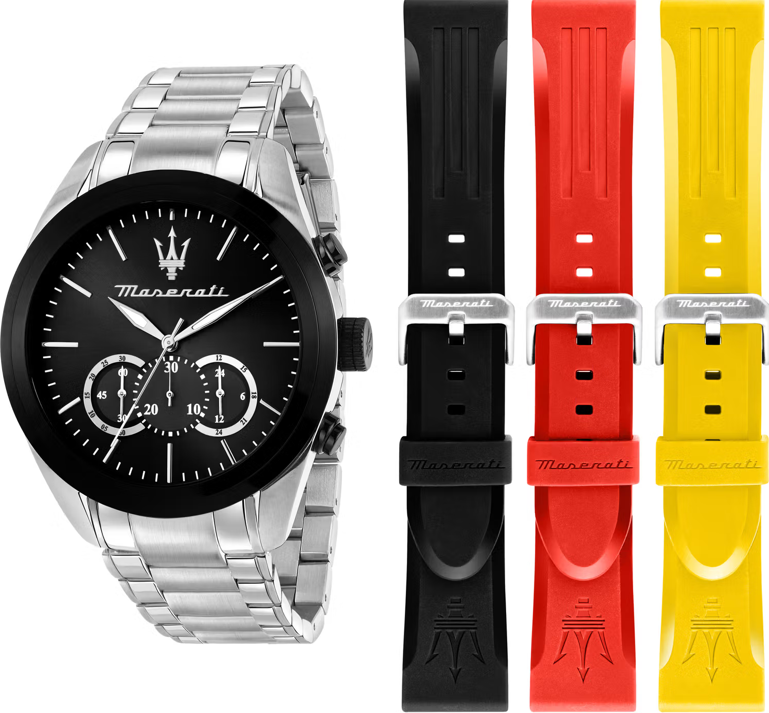 MASERATI 瑪莎拉蒂   經典三眼計時不鏽鋼套組男錶 R8873612062  錶徑: 45MM