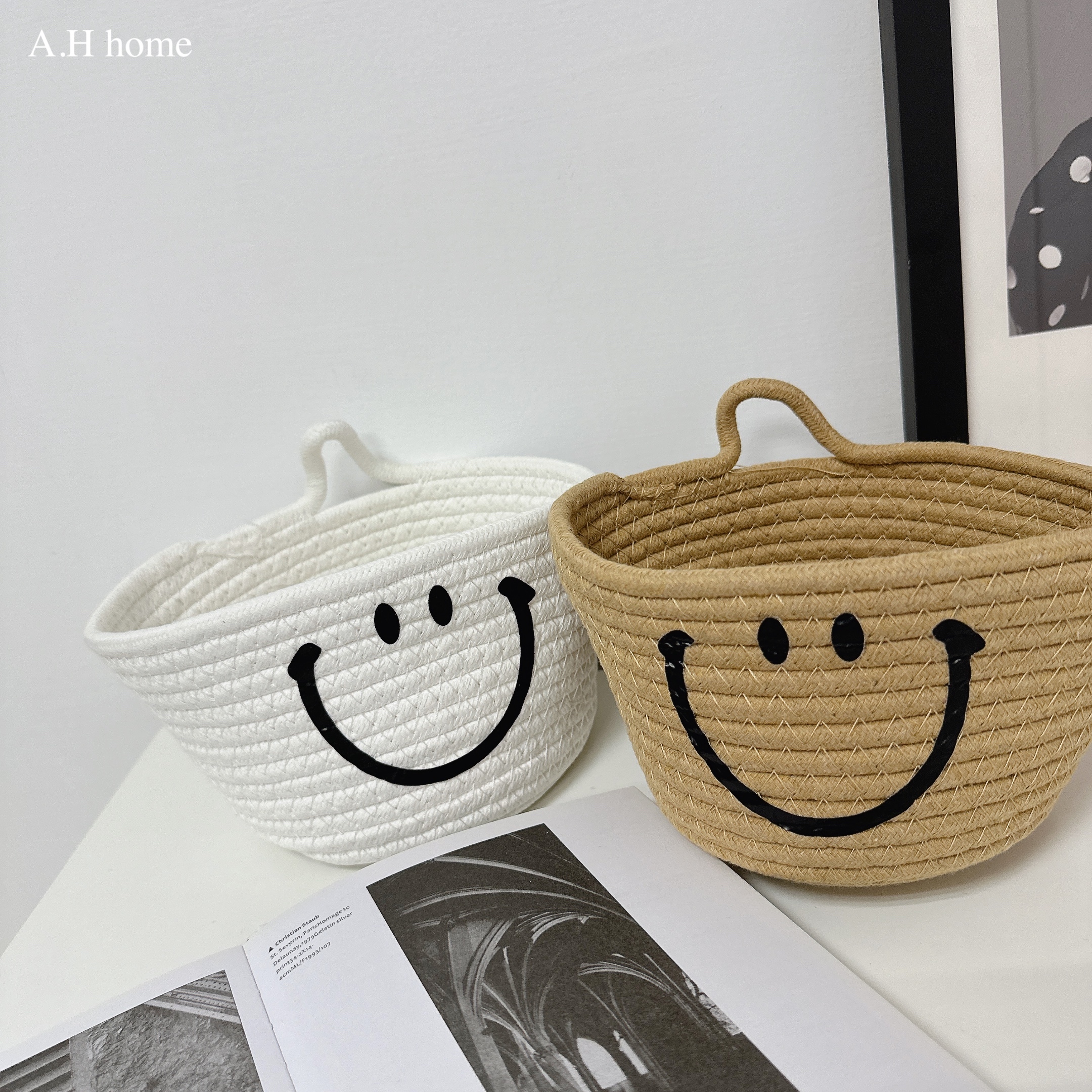 【ＡＨ567】韓國ins笑臉收納吊籃