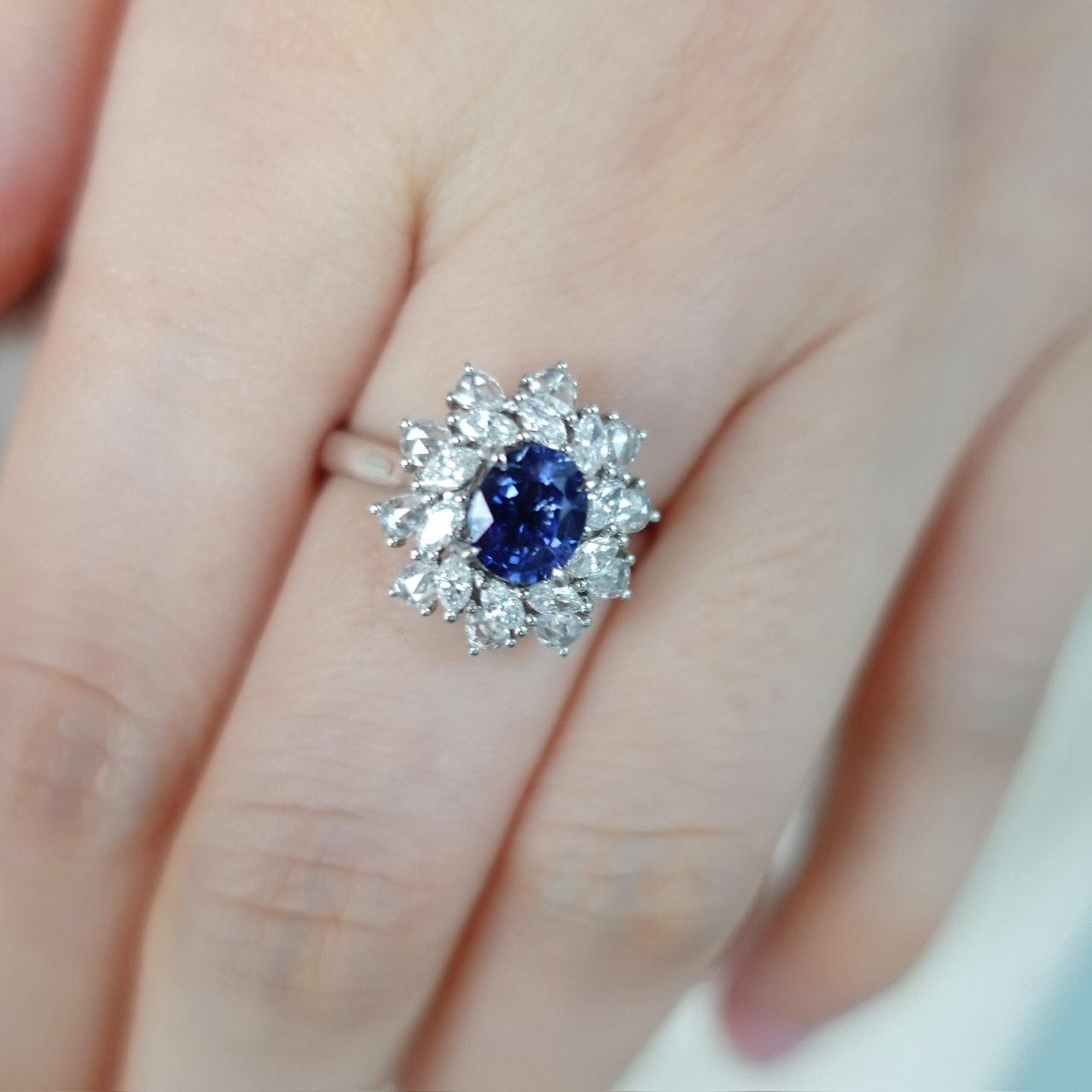 1.02ct天然無燒紫藍寶石18K金鑽石戒指/吊墜- 兩用款 (帶GUILD證書)