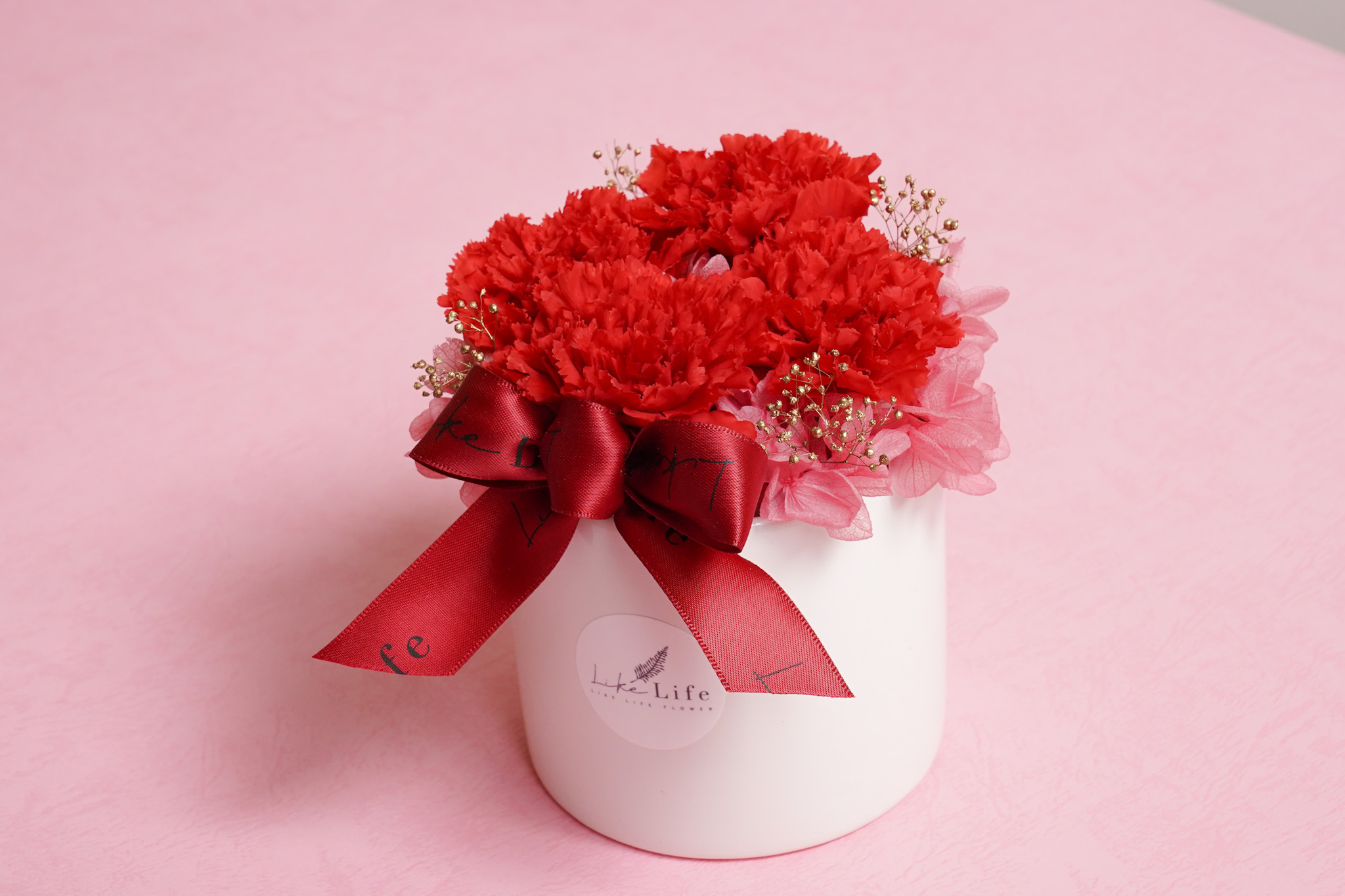 紅色康乃馨-永生花盆花