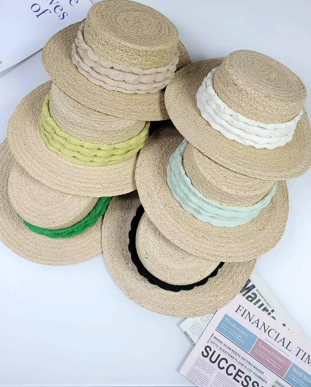 TH2603 三層皺皺邊平行闊邊帽