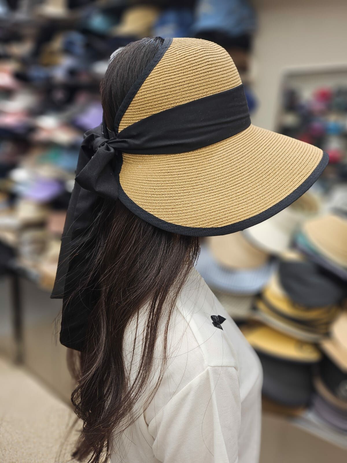 TH2604 大蝴蝶結大綁帶遮陽帽