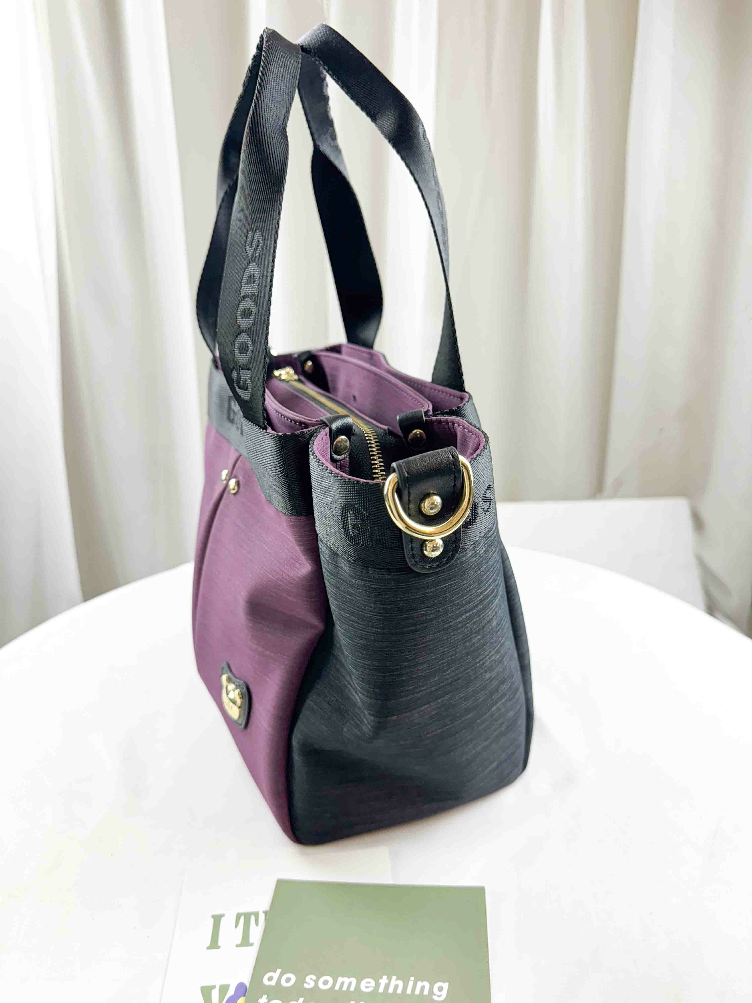 GOODS 黑紫拼色防潑水手提包 / 側背包   #2817