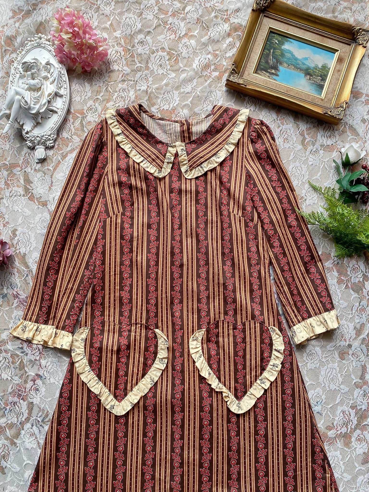 Vintage Dress/古著愛心口袋短洋裝