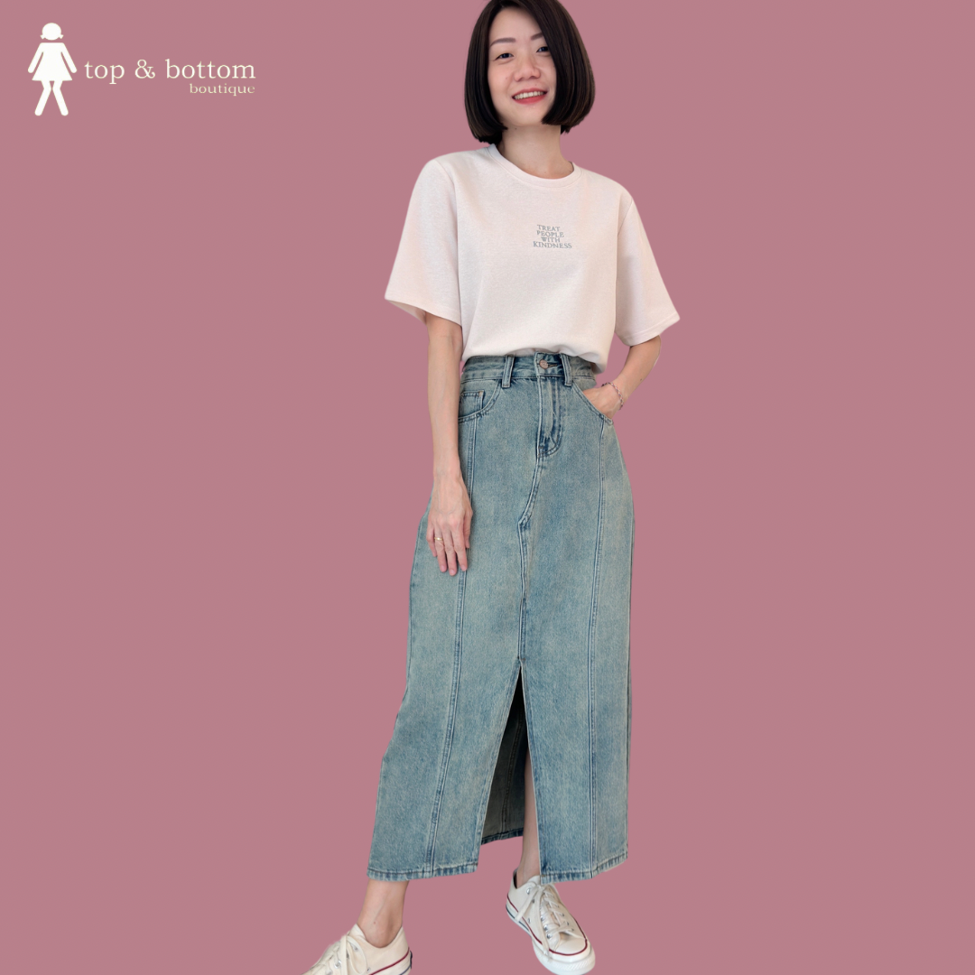 HIGH WAIST DENIM PENCIL SKIRT