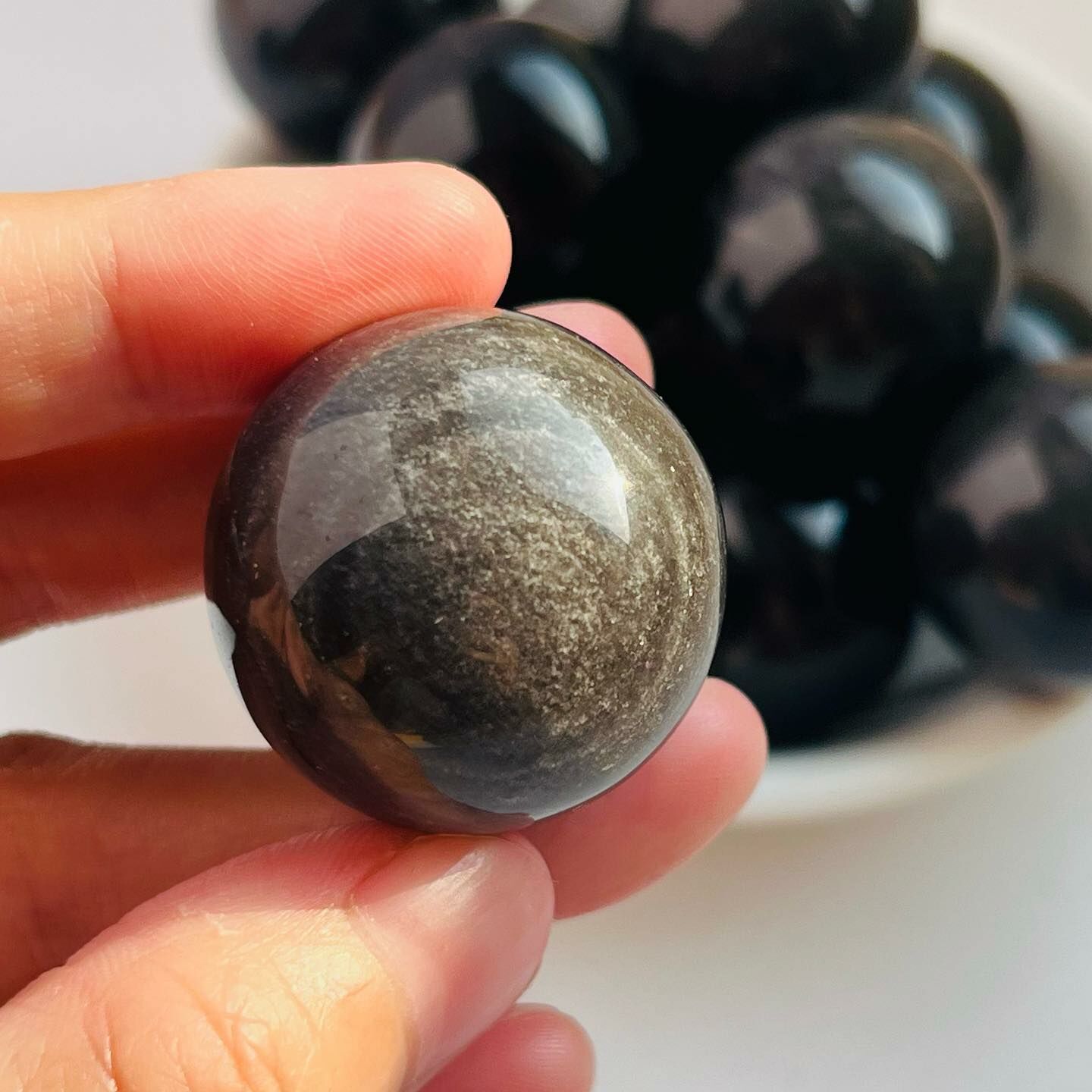 [原石] 銀曜石 水晶球 25mm