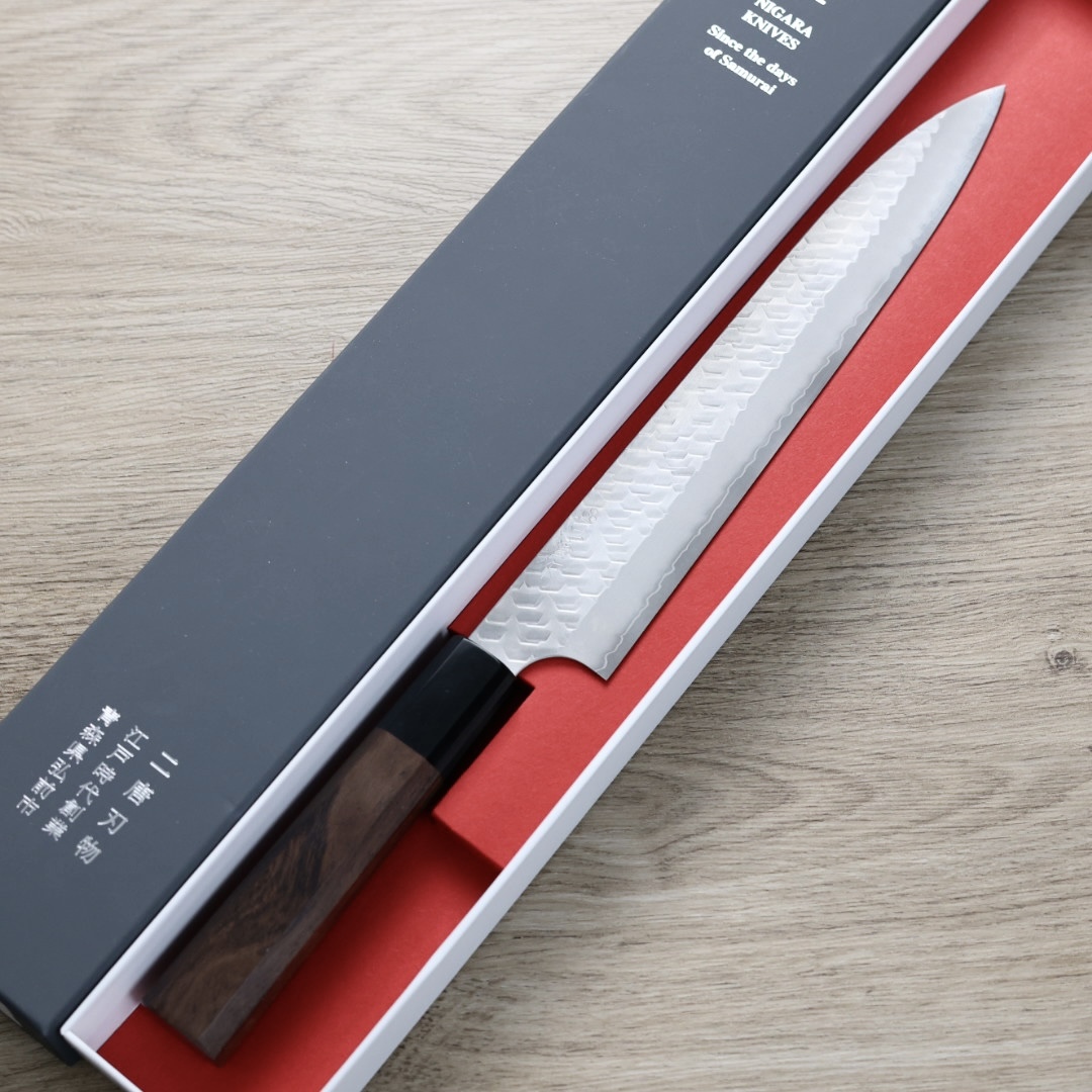 二唐刃物 筋引 240mm SG2 磨鎚目