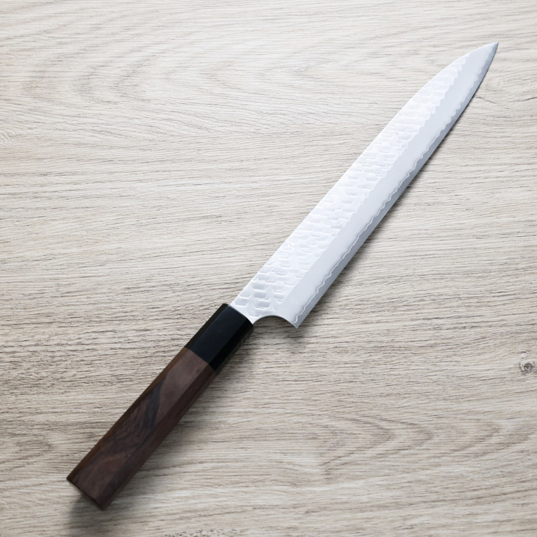 二唐刃物 筋引 240mm SG2 磨鎚目