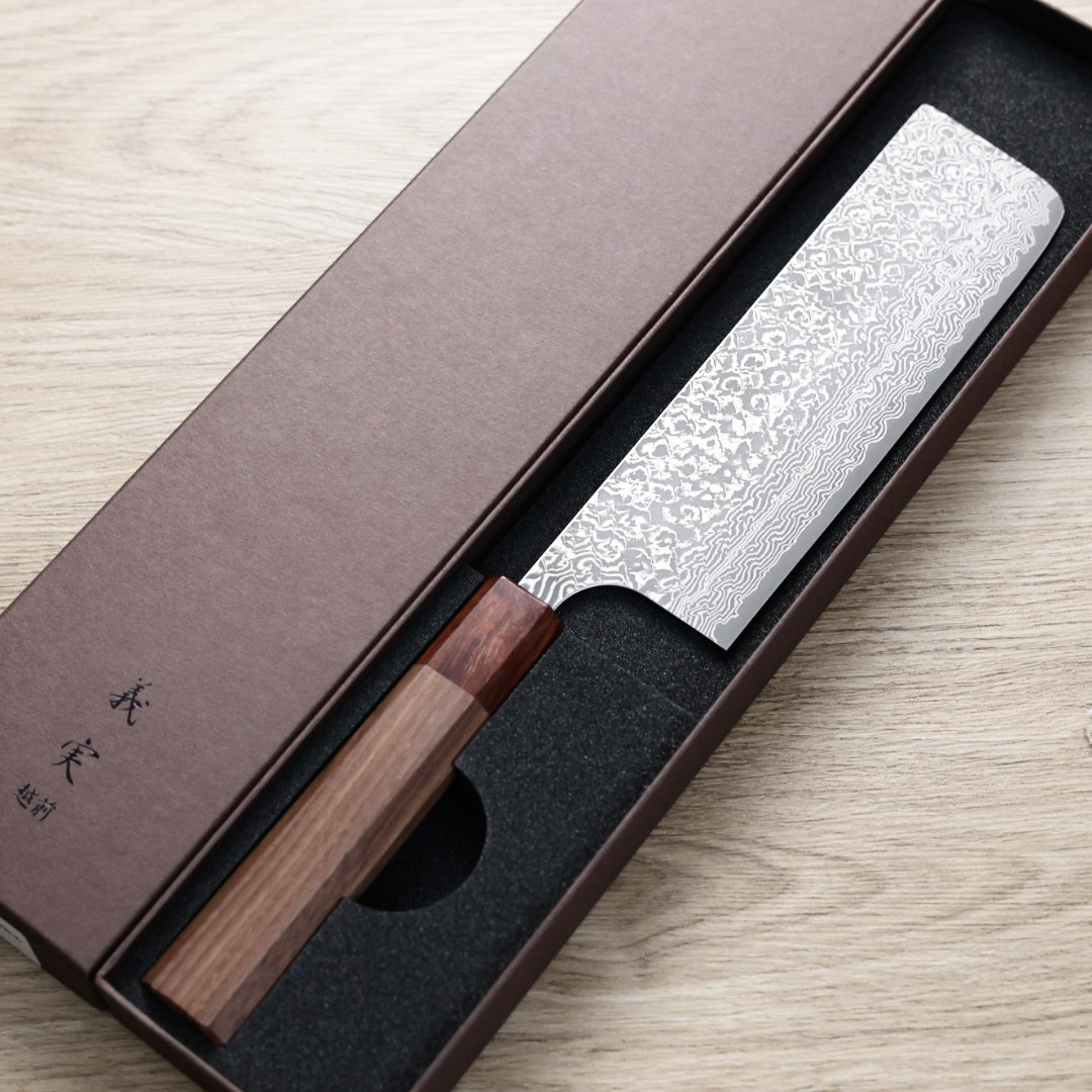 加藤義實 菜切 165mm VG10鋼 黑染大馬士革