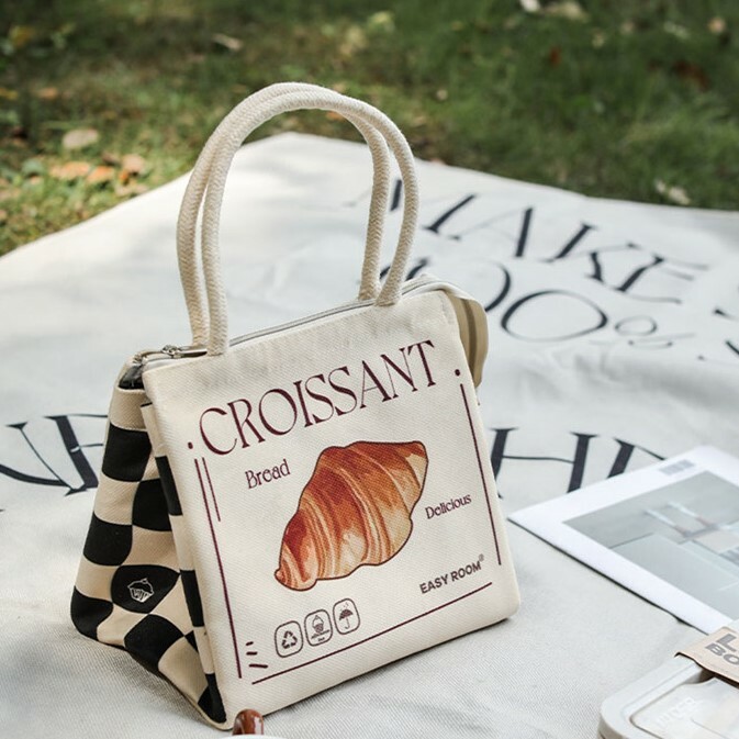 《4120》簡約棋盤格多款字母手提保溫袋