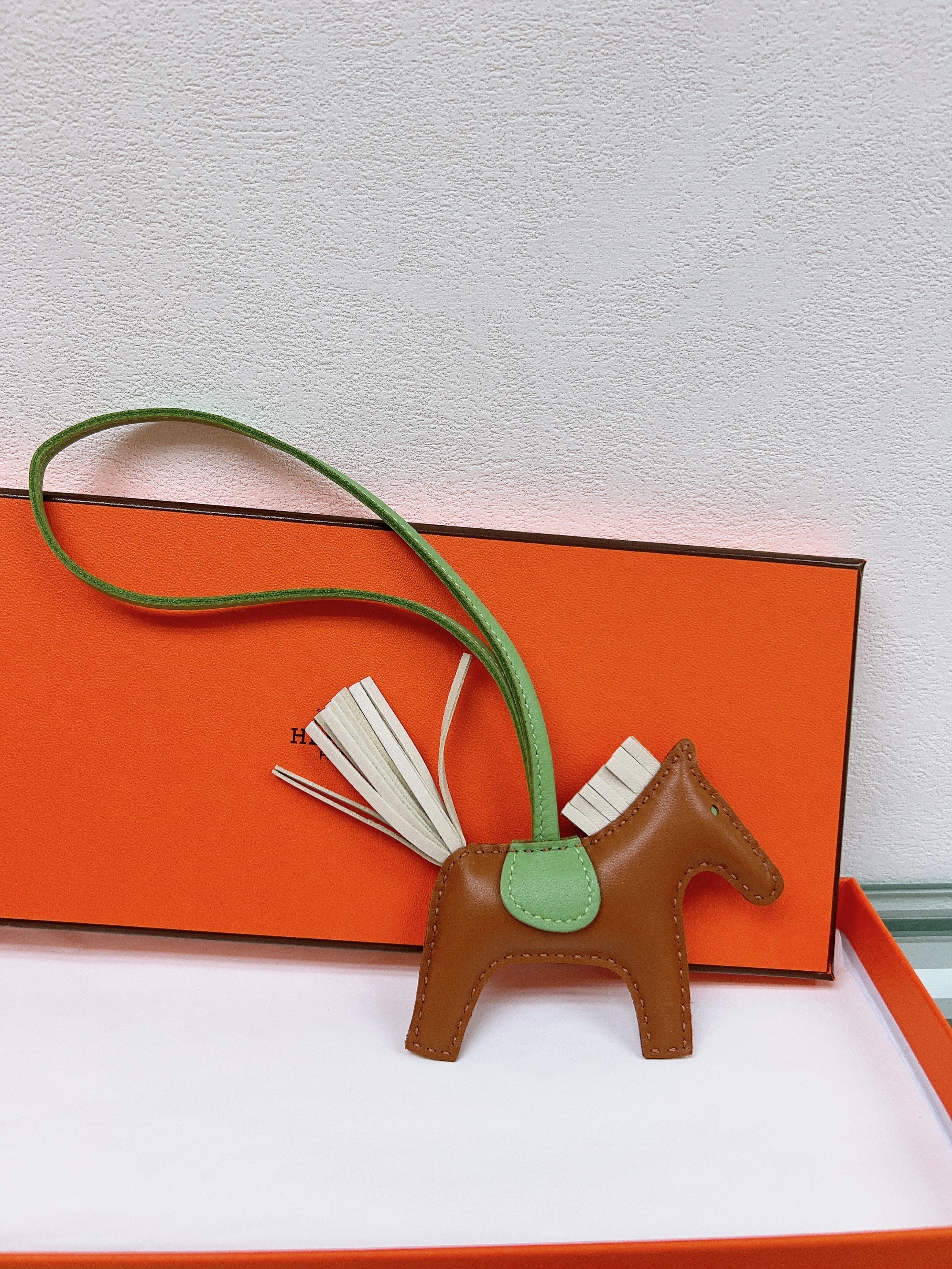 *Unused* Hermes Rodeo PM Charm (Gold/ Vert Criquet)