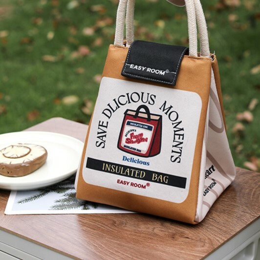 《4121》ins風高質感英文刺繡保溫袋