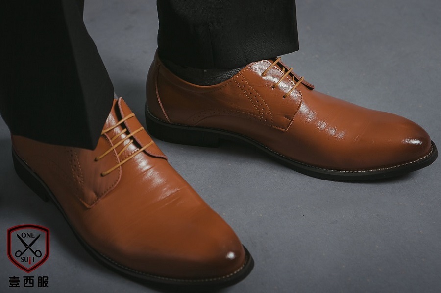 咖啡色牛皮商務休閒皮鞋-01