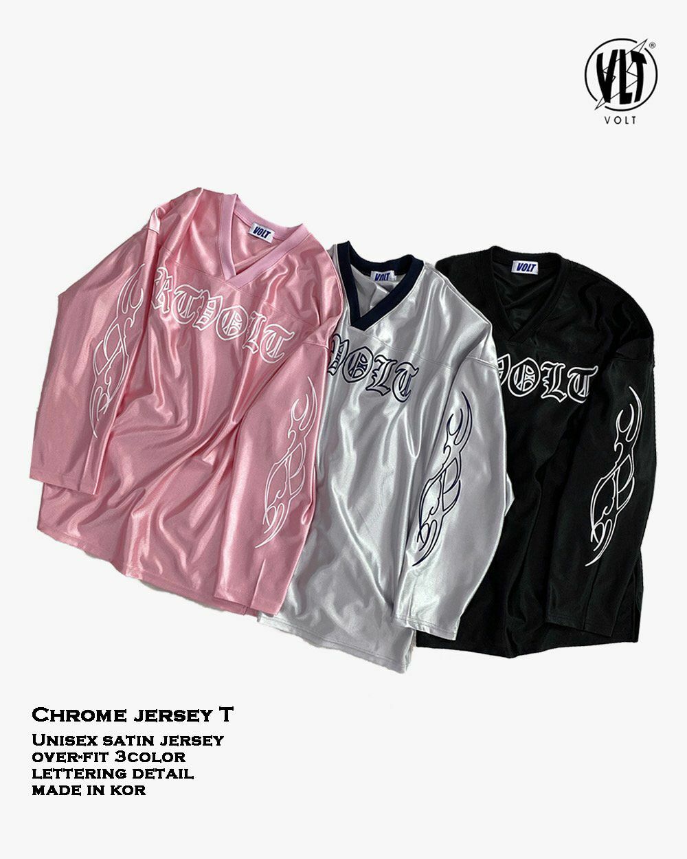 V領圖案英文字長袖衫 VOLT-038T