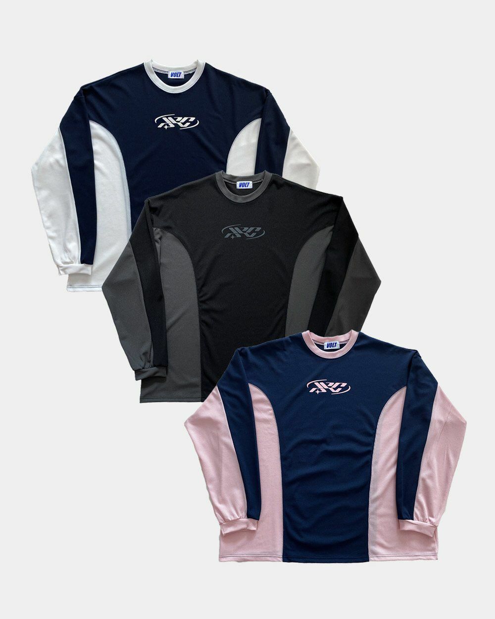 拼色英文字長袖衫 VOLT-042T