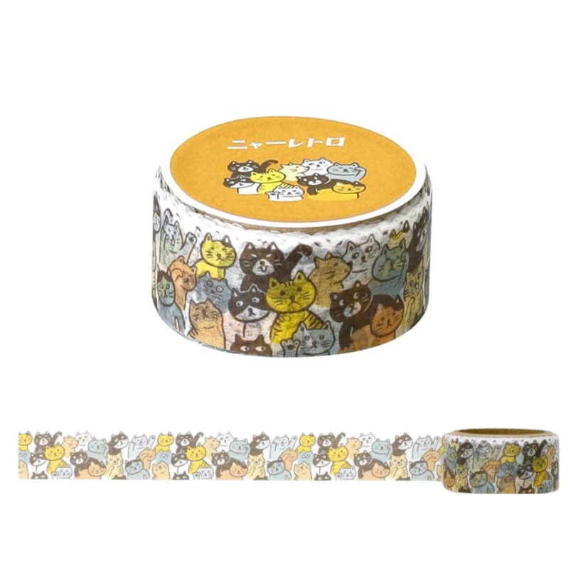 Hightide Washi Tape－Retro Catsss | **1m Length**