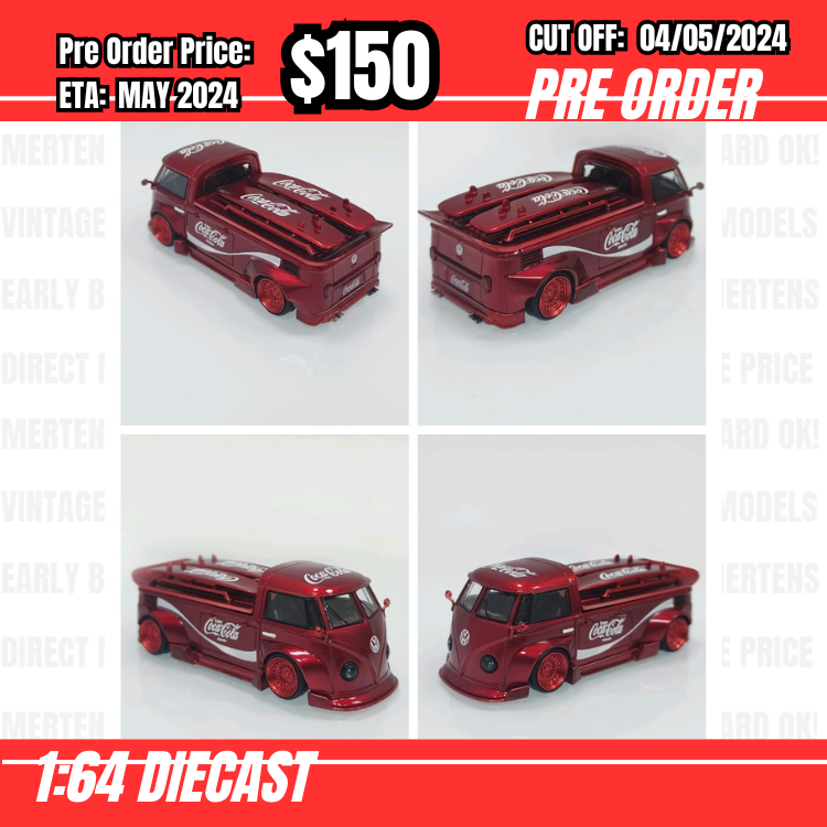 PO-$150 * League Model * 1:64 VW T1 Pick Up RWB Coca Cola [OD01/05]
