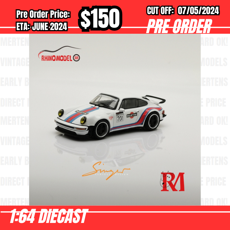 PO-$150 * Rhino Model * 1:64 Singer Turbo Study 930 Martini #701 [OD01/05]