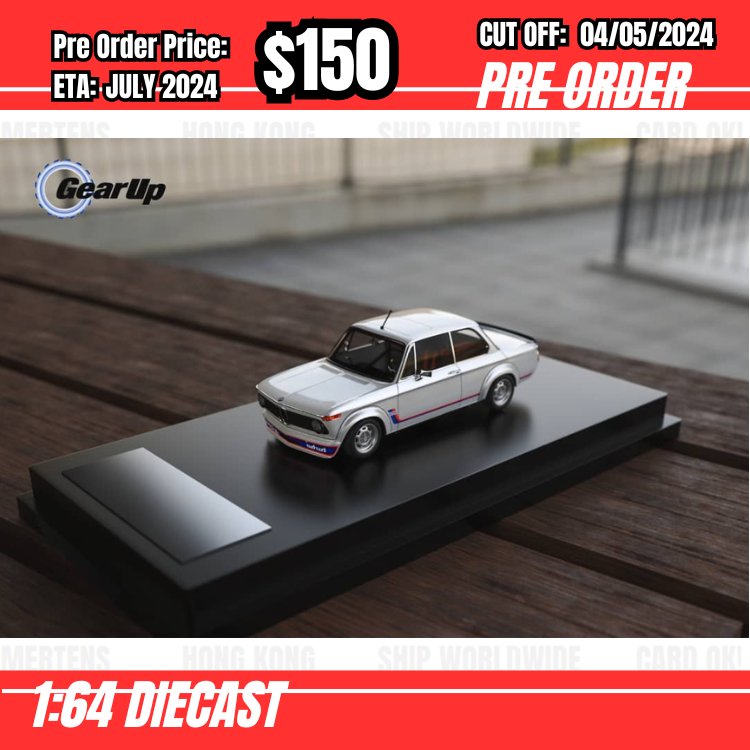 PO-$150 * Gear Up Models * 1:64 BMW 2002 Turbo Silver [OD01/05]