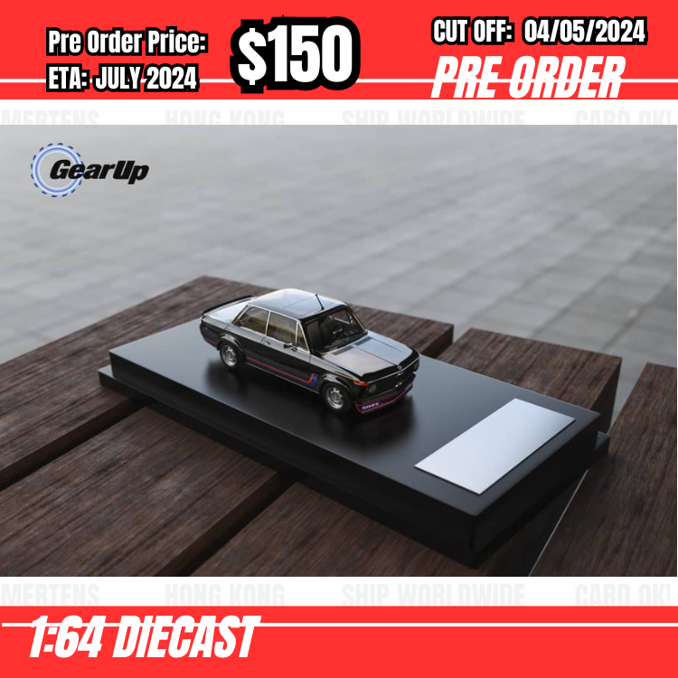PO-$150 * Gear Up Models * 1:64 BMW 2002 Turbo Black [OD01/05]