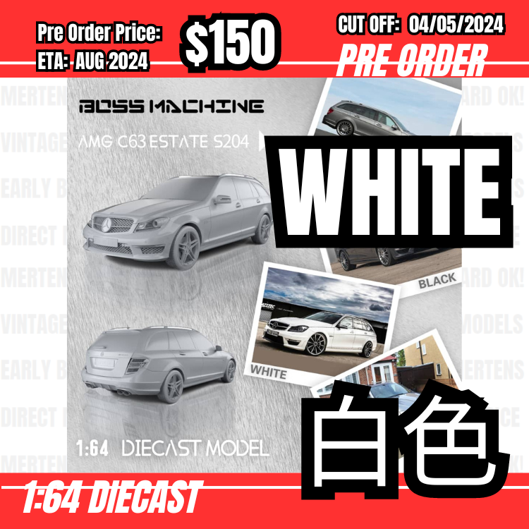 PO-$150 * Boss Machine * 1:64 AMG C63 Estate White [OD01/05]