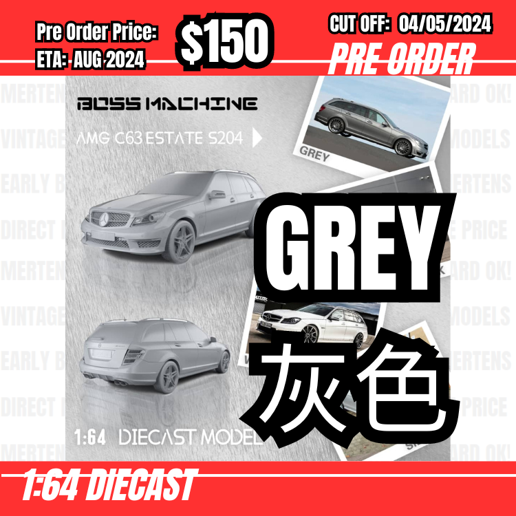 PO-$150 * Boss Machine * 1:64 AMG C63 Estate Grey [OD01/05]