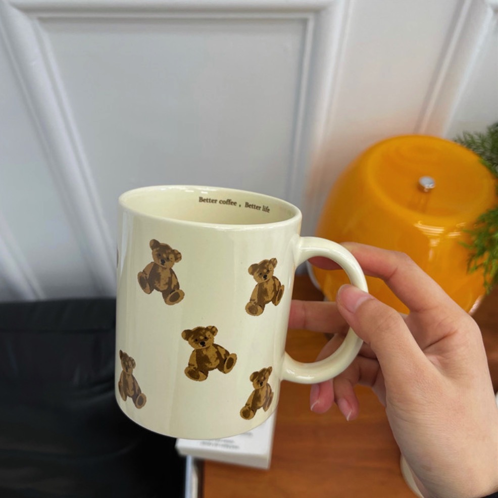 《50144》咖啡小熊系列奶油風陶瓷馬克杯(3款)300ml