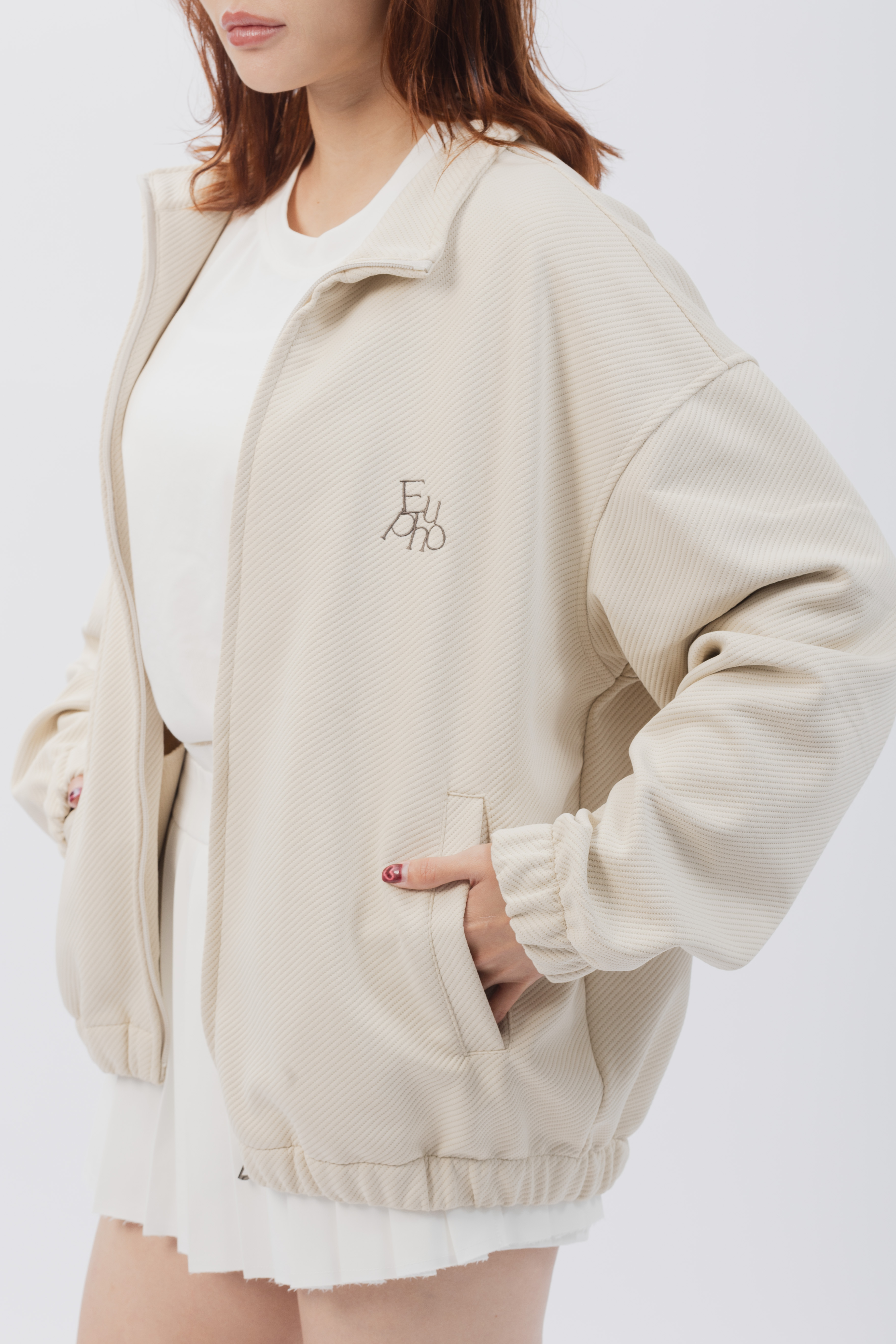 杏米硬挺棉質夾克