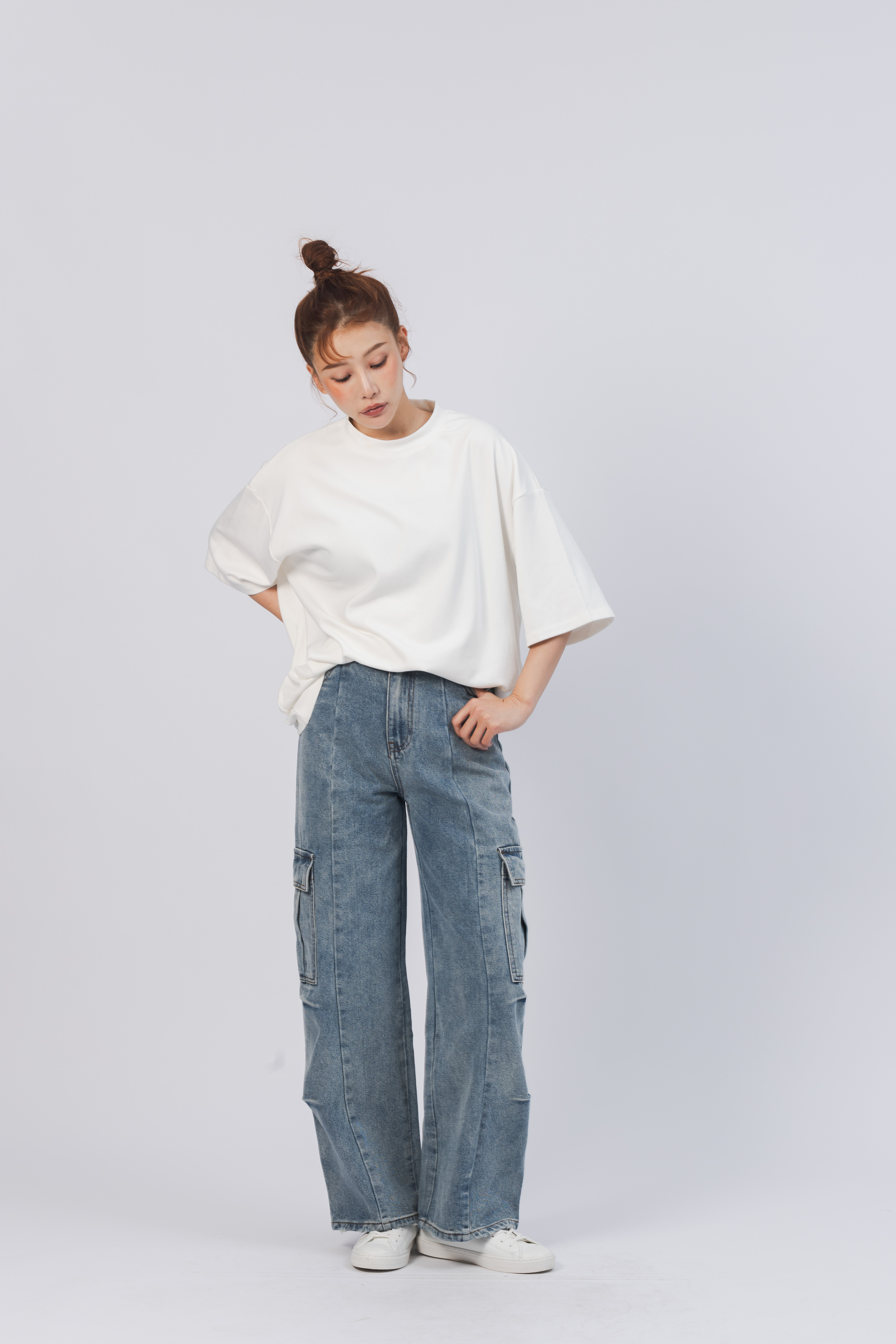 日系感牛仔工裝褲