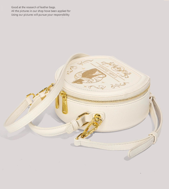 復古貓咪圖騰硬殼小圓包-一色現貨