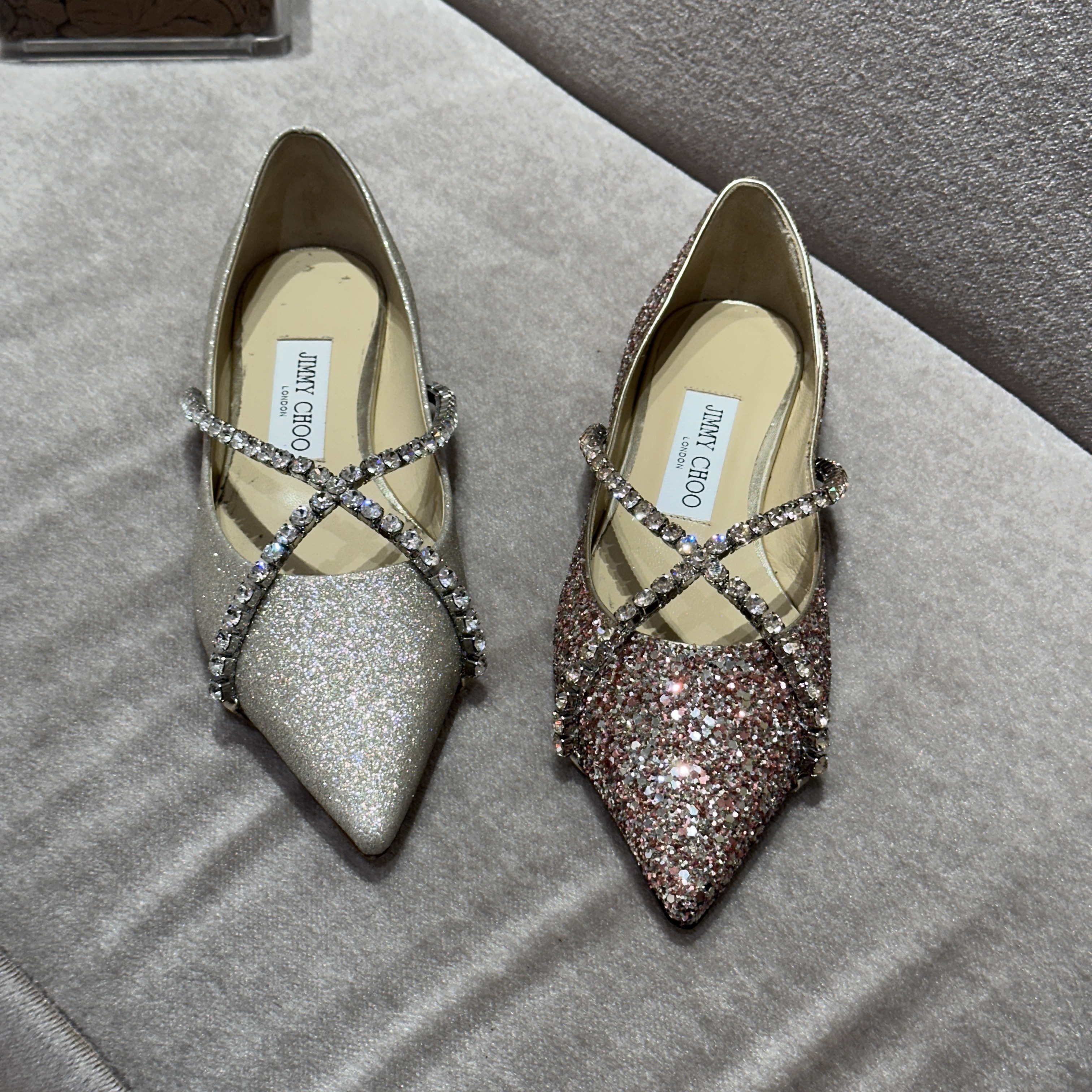 Jimmy Choo Shoes Genevi Glitter Flat 2 colors
