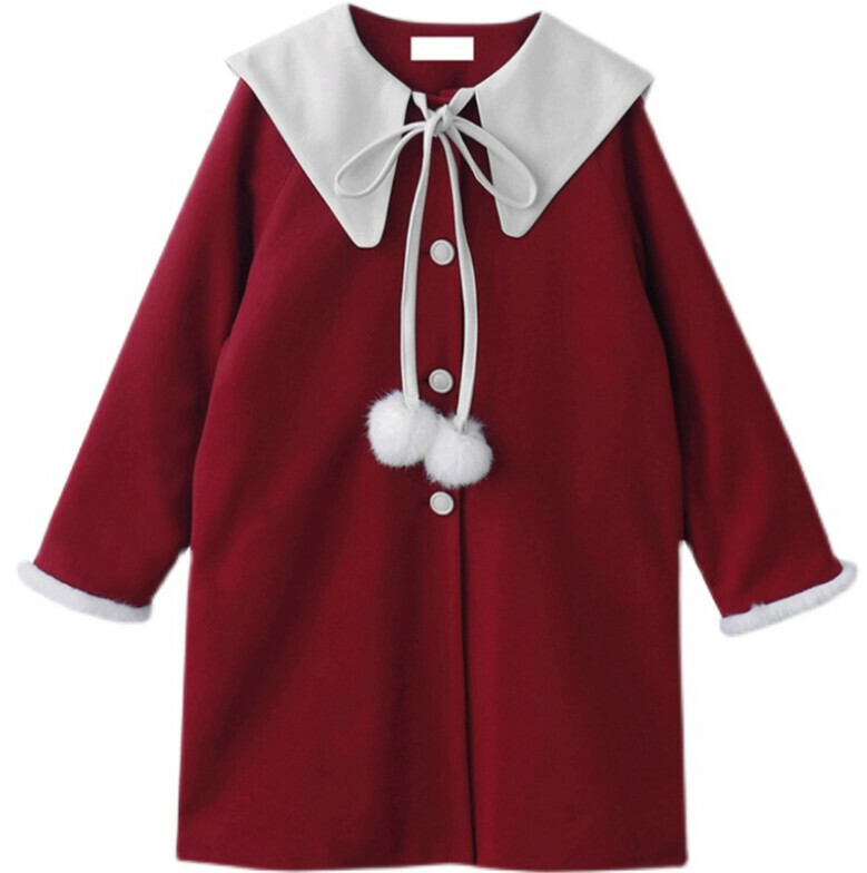 Hot Selling Christmas Woolen Coat [Red] [M Size]