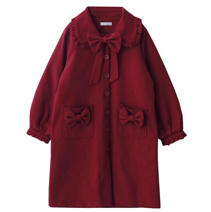 Hot selling long woolen coat [Christmas Red] [Size-L] (please contact customer service to confirm the delivery size after placing the order)