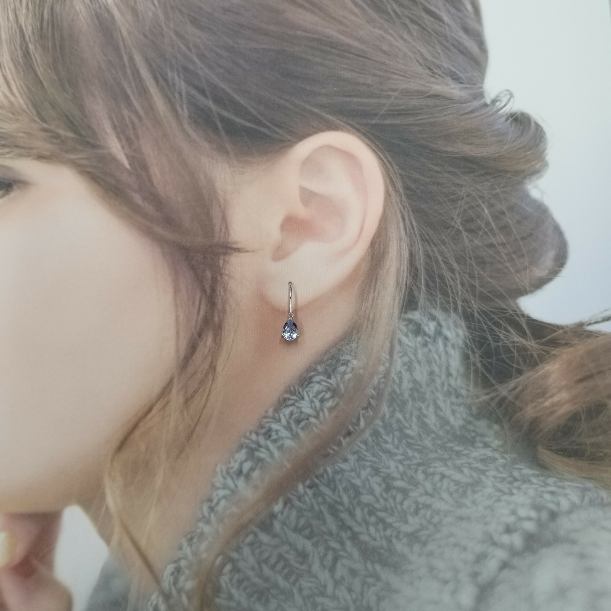 全新18K白金【主石1卡62份紫藍寶】吊耳環